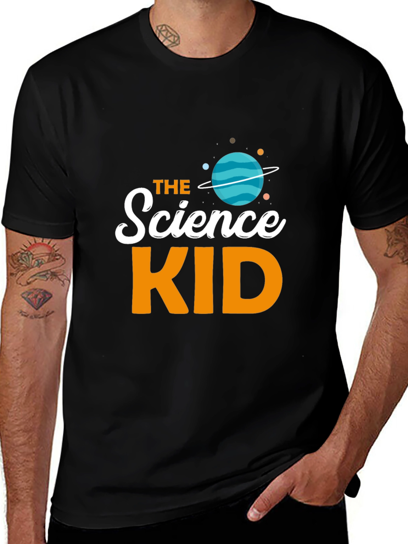 Variant 4 of Science Kid T-Shirt - Black, Planet Graphic