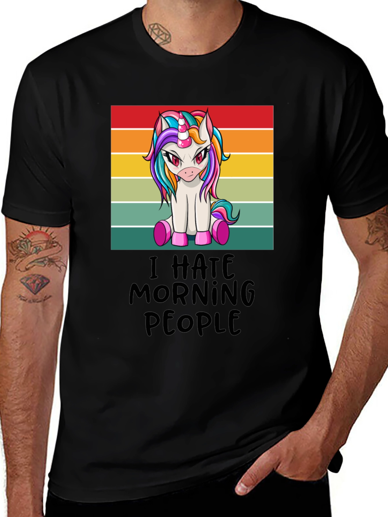 Variant 23 of Unicorn 'I Hate Morning People' Graphic Tee