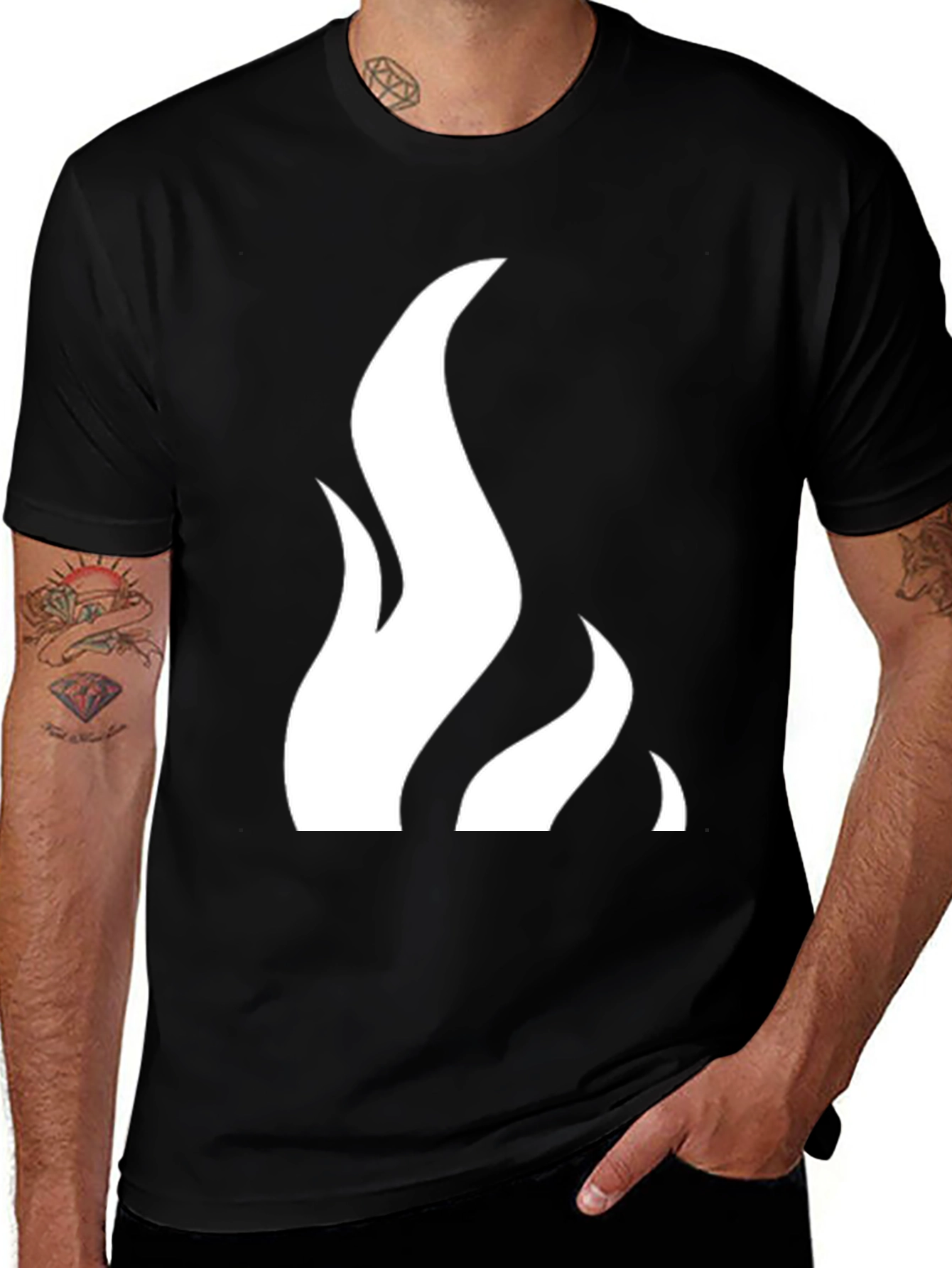Variant 25 of Flame Graphic T-Shirt - Black Cotton Tee