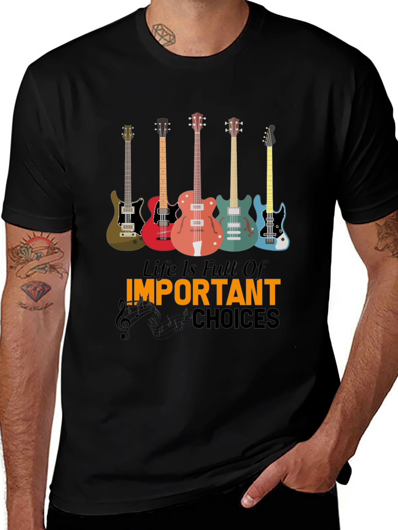 Variant 25 of Life Is Full Of Important Choices Guitar T-Shirt