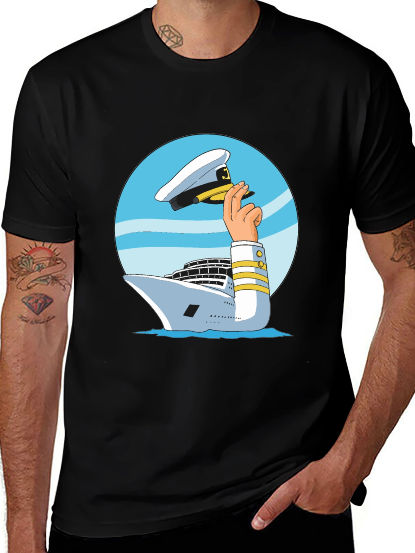 Variant 12 of Nautical Captain T-Shirt - Cruise Ship Hat Design