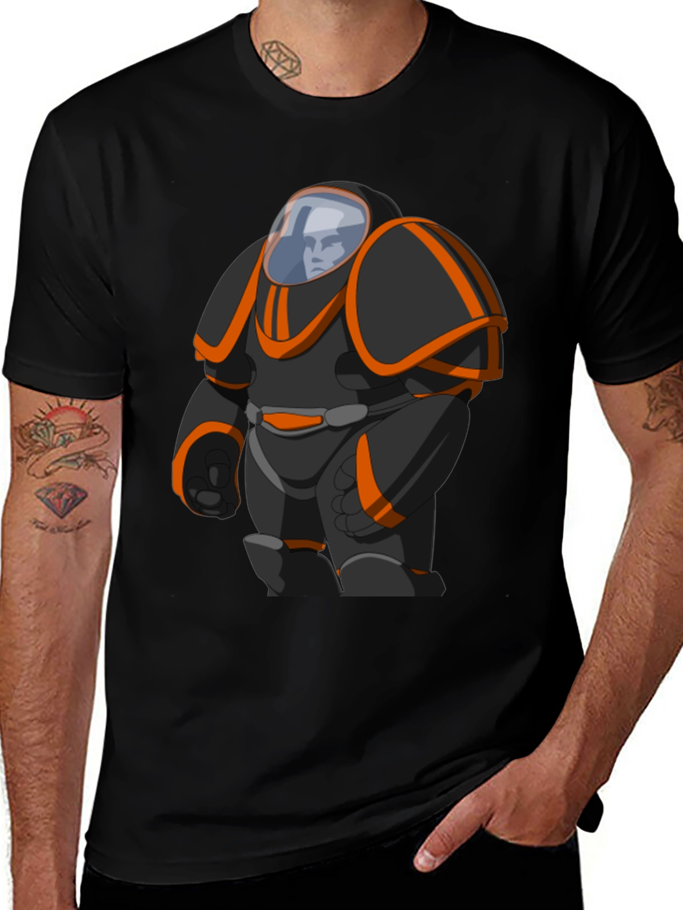 Sci-Fi Space Suit Graphic Black T-Shirt