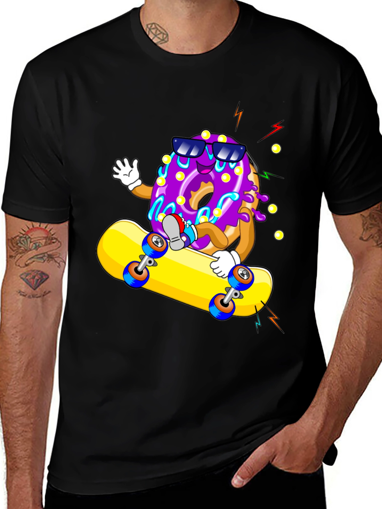 Variant 6 of Donut Skateboarder Graphic T-Shirt - Black