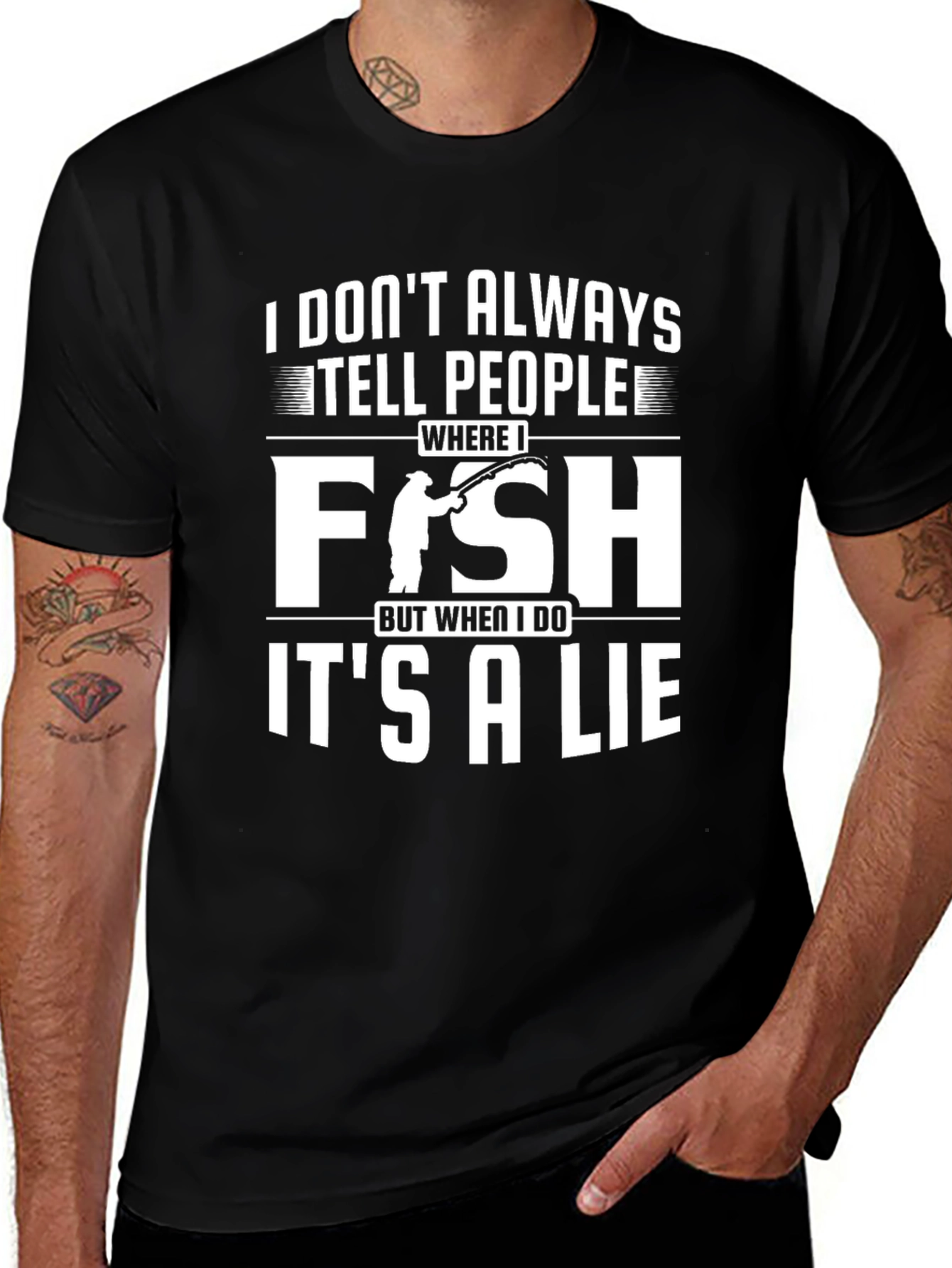 Variant 29 of Fishing Humor Tee: I Don't Always Tell People Where I Fish...