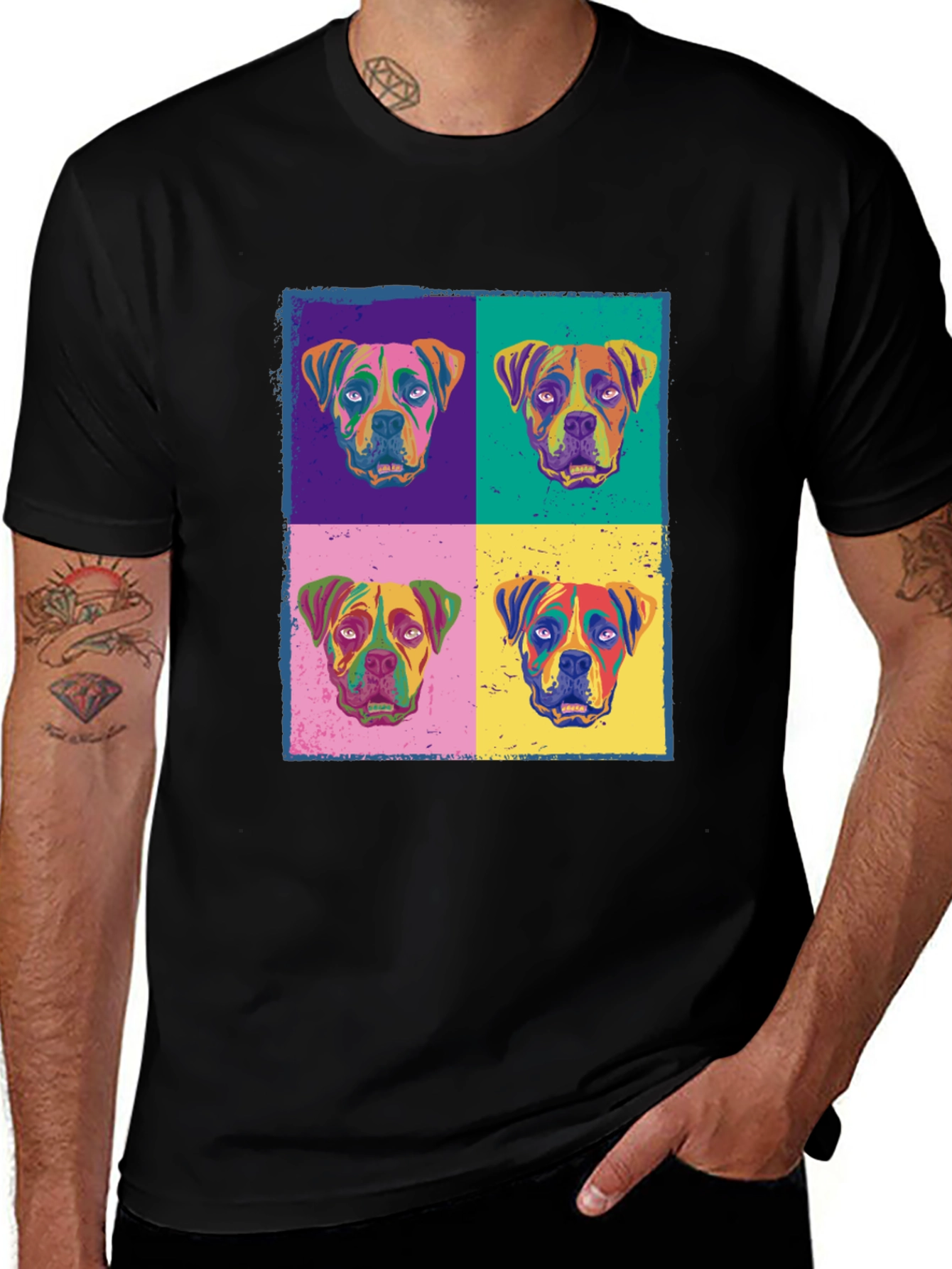 Variant 8 of Dog Pop Art Print Black T-Shirt