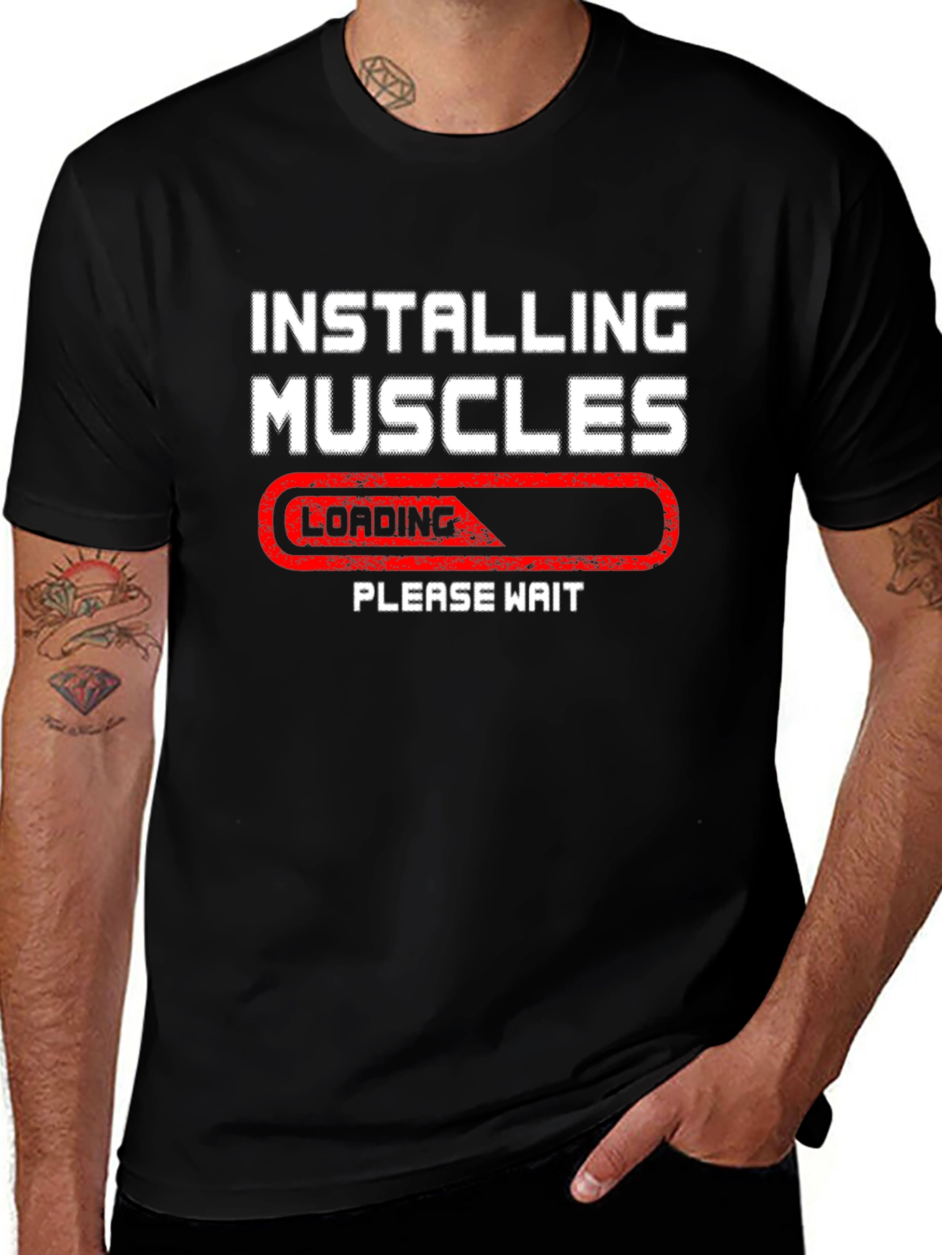 Variant 6 of Installing Muscles Loading Please Wait T-Shirt