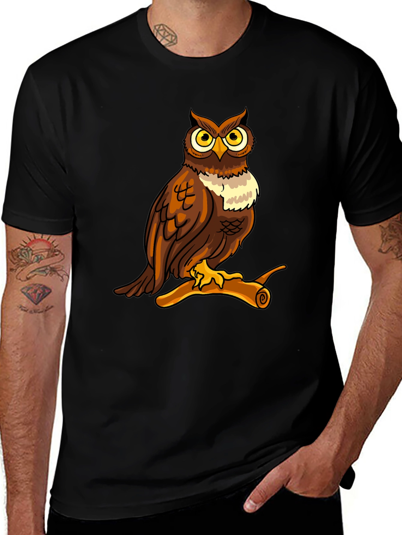 Variant 15 of Owl Graphic Print Crew Neck T-Shirt