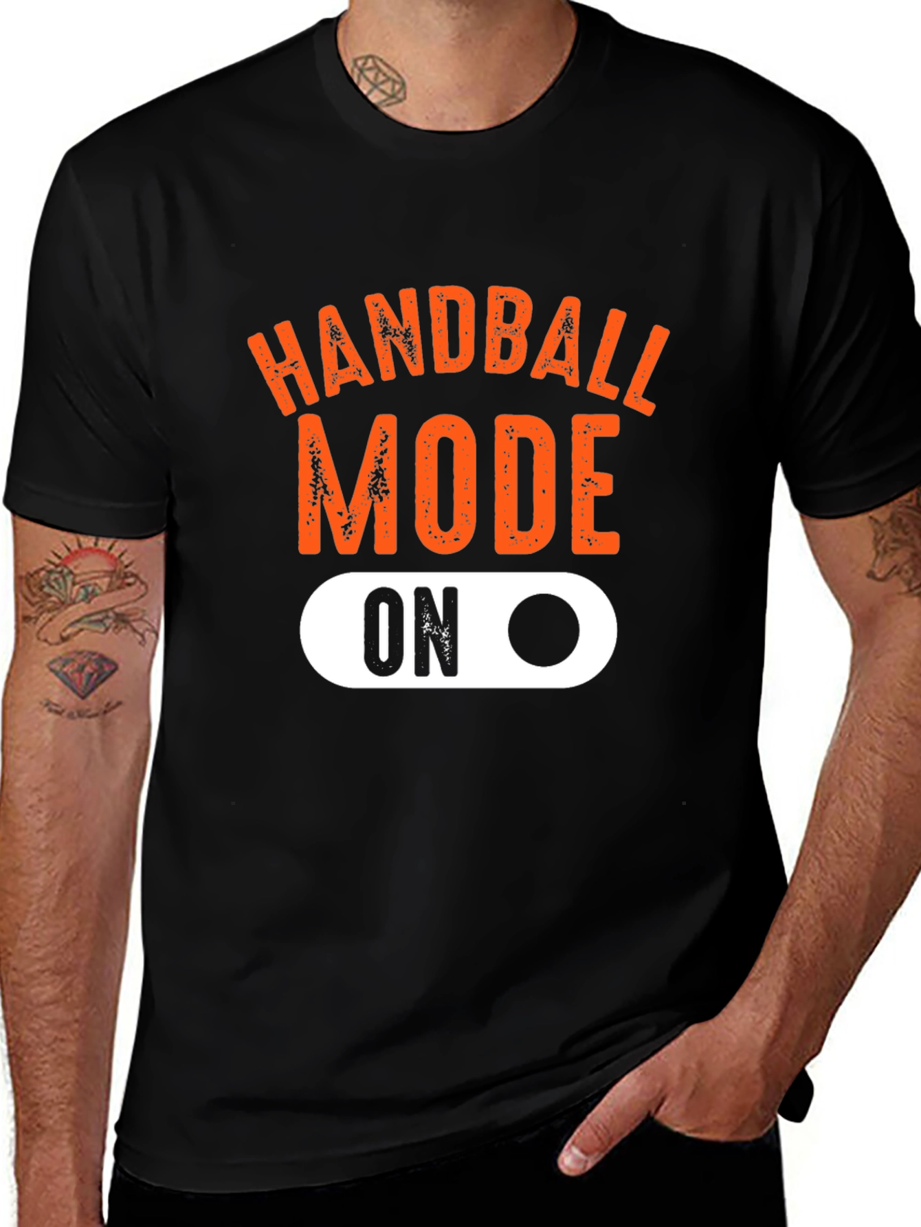 Variant 14 of Handball Mode ON Black Graphic T-Shirt