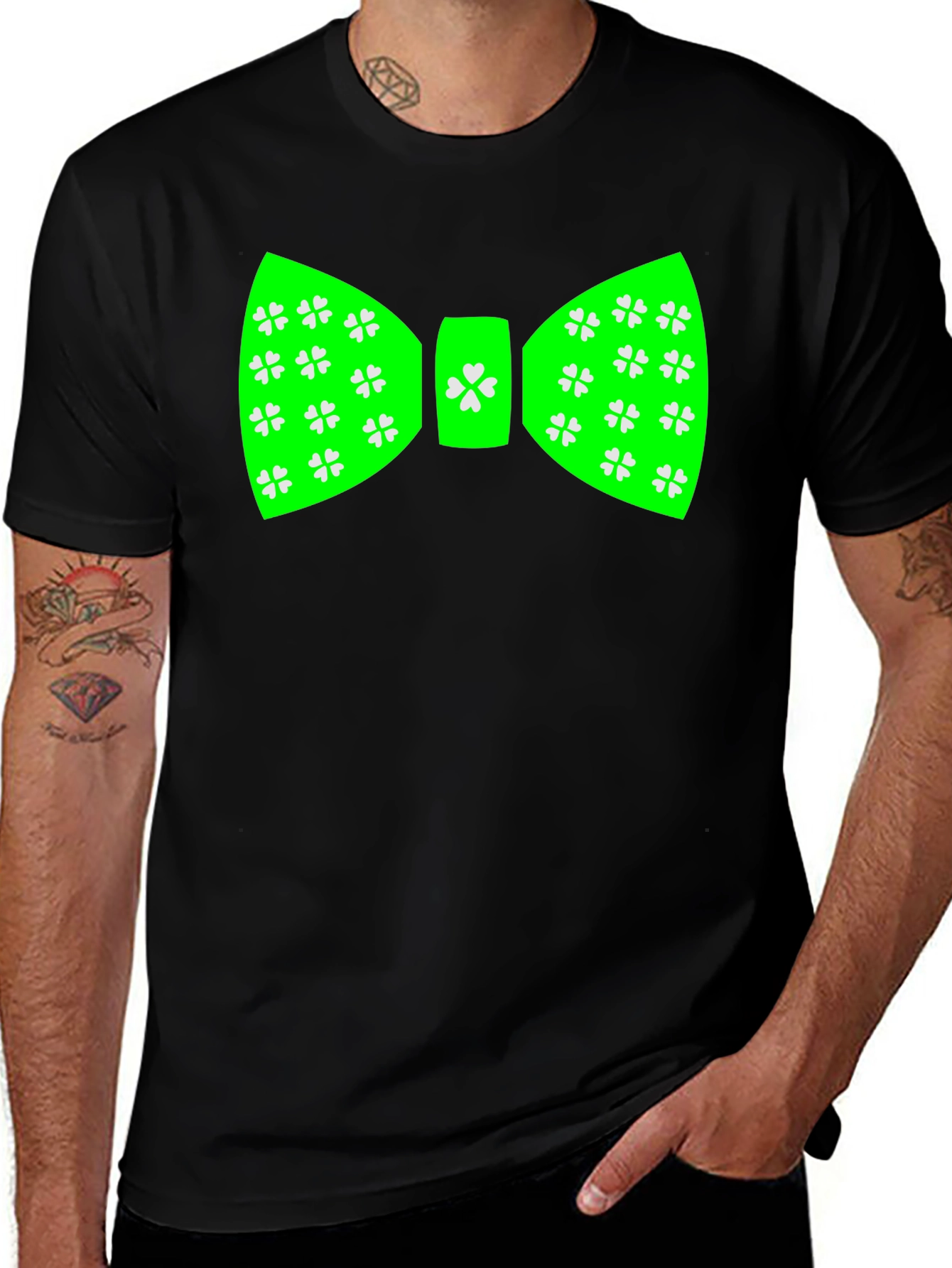 Variant 18 of Lucky Clover Bow Tie T-Shirt - St. Patrick's Day