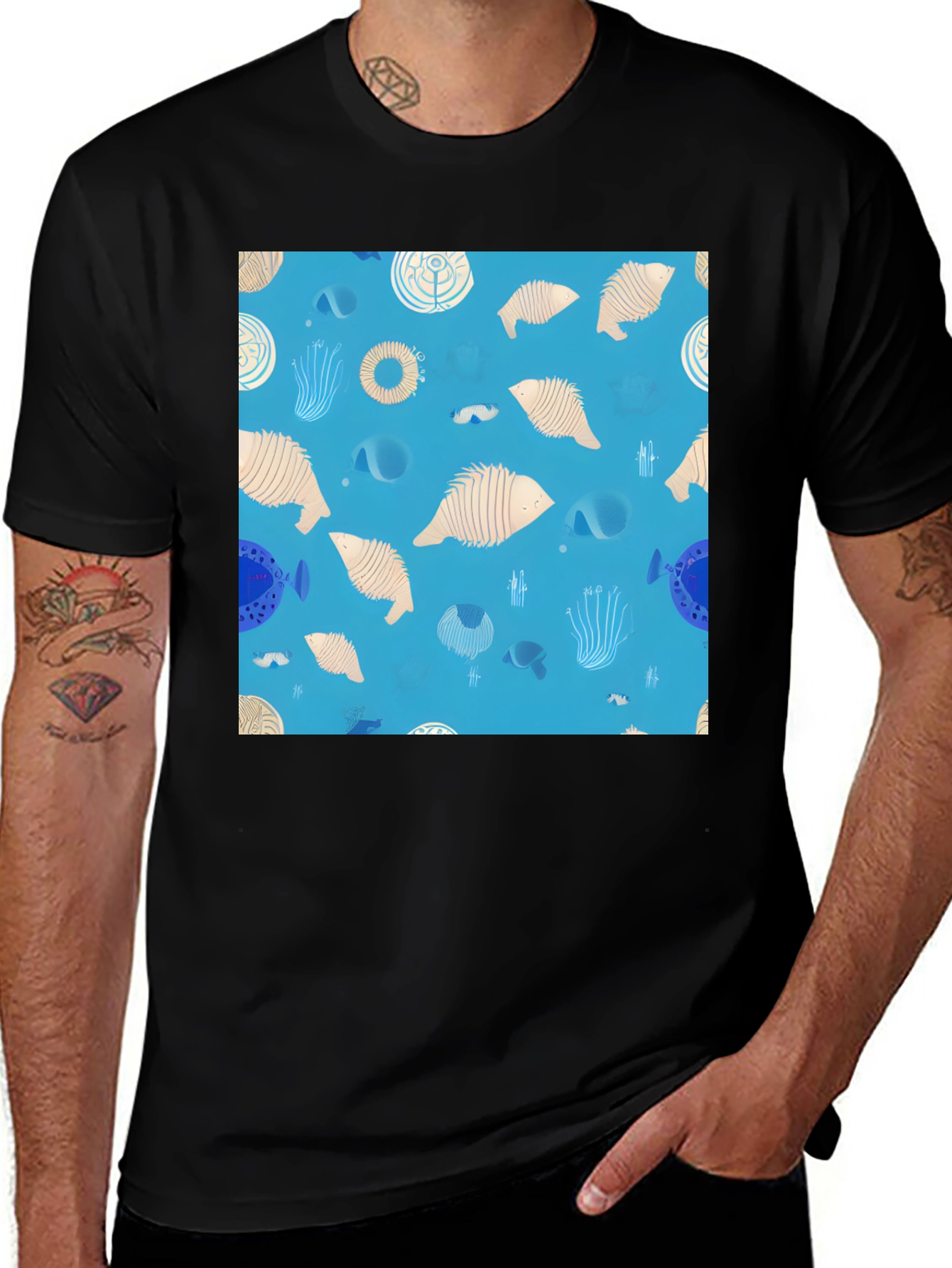 Variant 13 of Funky Fish Pattern T-Shirt