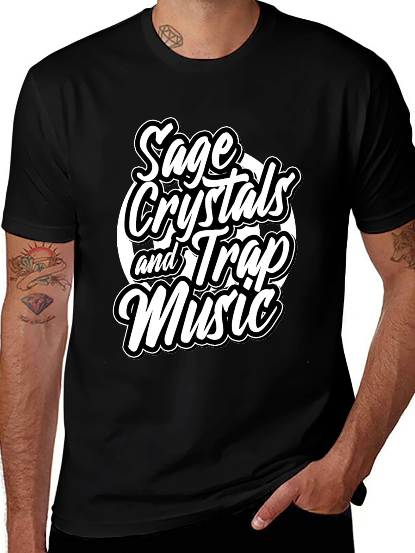 Black Sage Crystals & Trap Music Black Graphic Tee main image