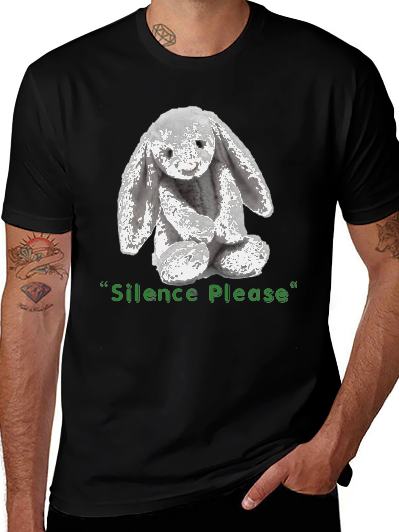 Silence Please Bunny Graphic Tee - Soft & Stylish