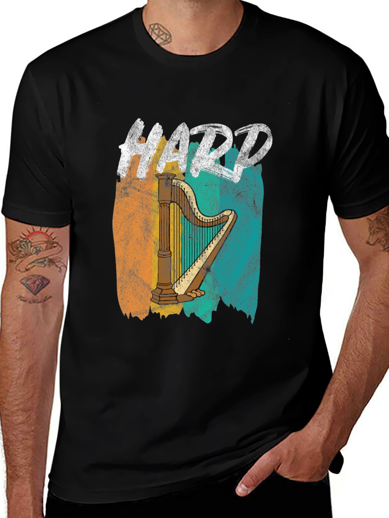 Variant 30 of Hard Harp Graphic Tee - Retro Music Lover T-Shirt