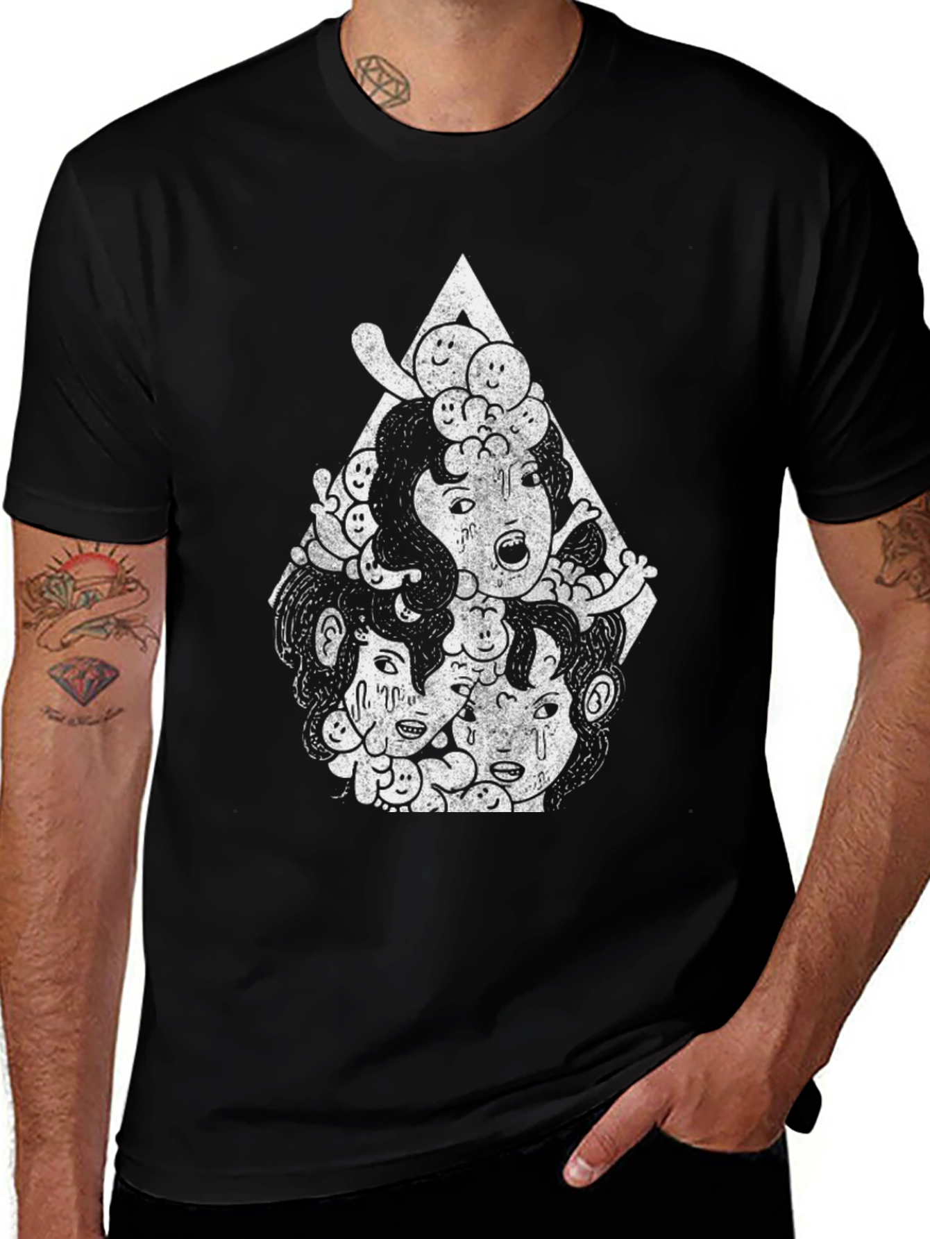 Variant 5 of Unique Graphic Print Tee - Artsy Black T-Shirt