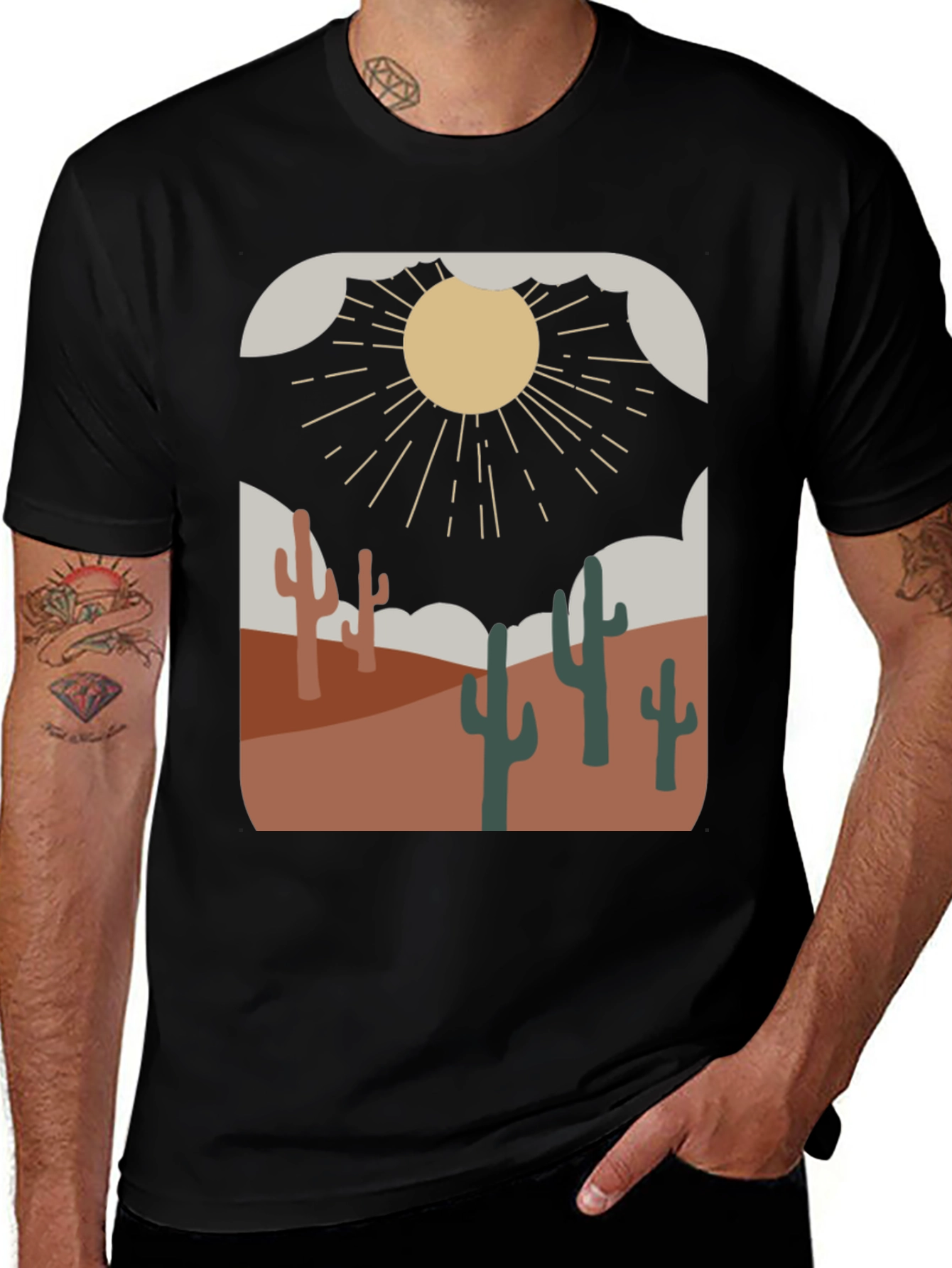 Variant 10 of Desert Sun Graphic Tee - Black Unisex Shirt