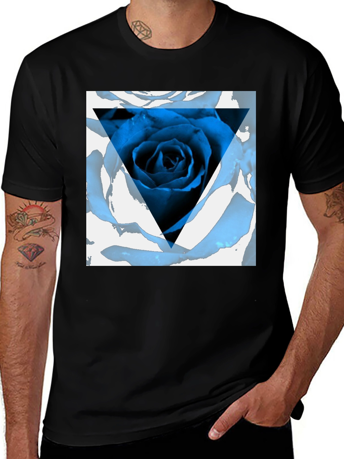 Variant 23 of Blue Rose Triangle Graphic Tee