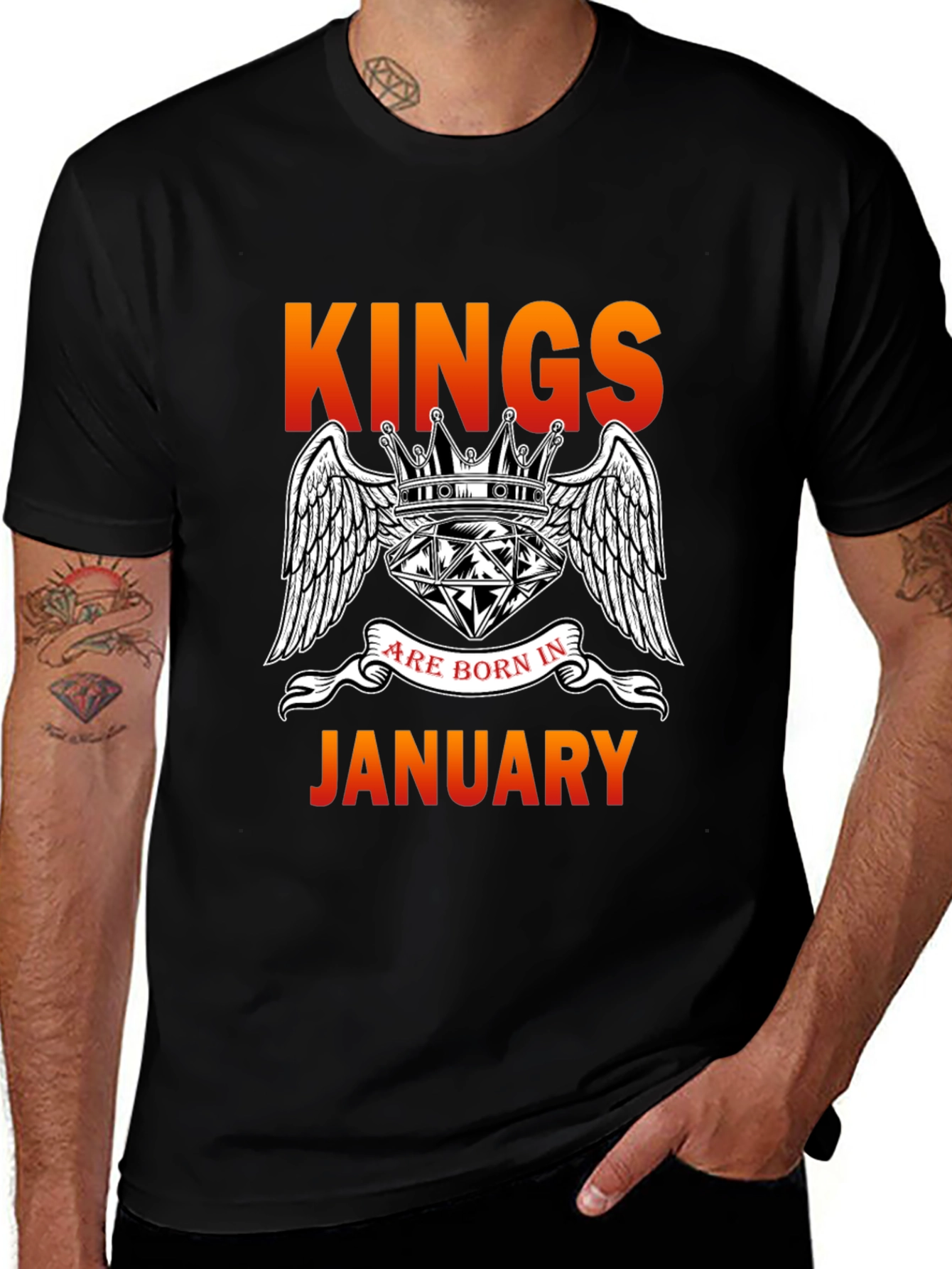 Variant 2 of Kings Born In January Black T-Shirt