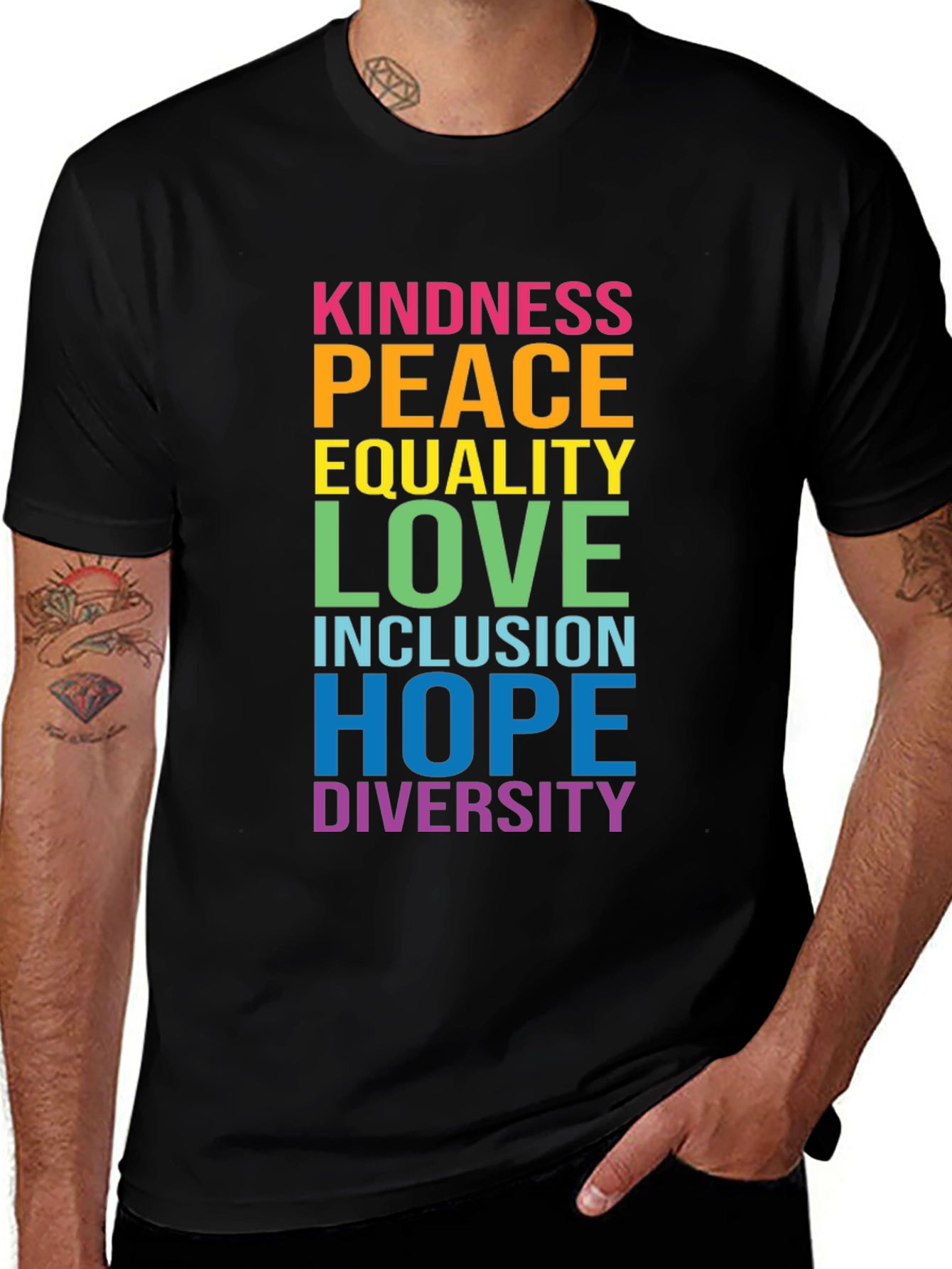 Variant 15 of Kindness Peace Love T-Shirt - Equality Diversity Inclusion Tee