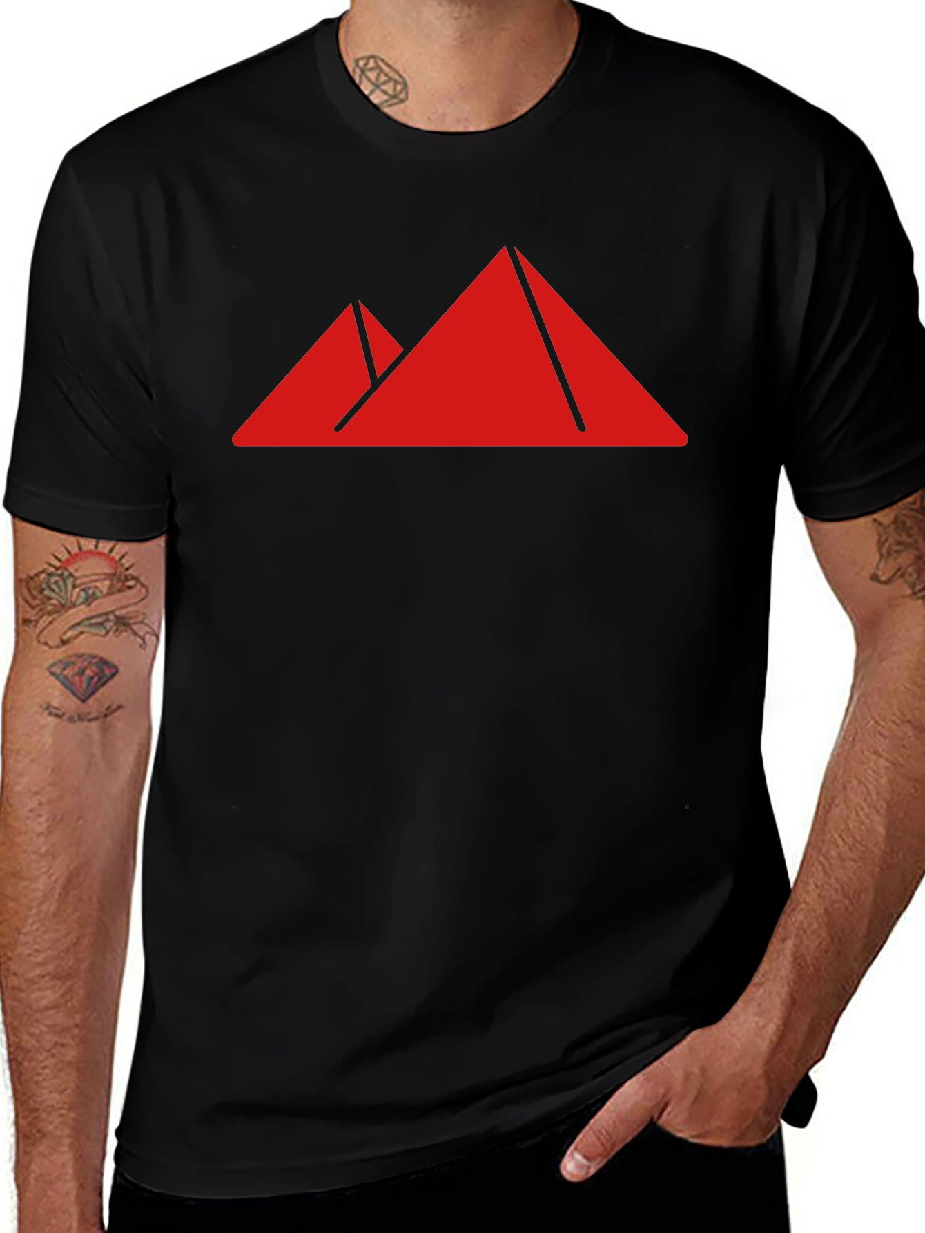 Variant 28 of Geometric Pyramid Graphic Tee - Modern Black Shirt