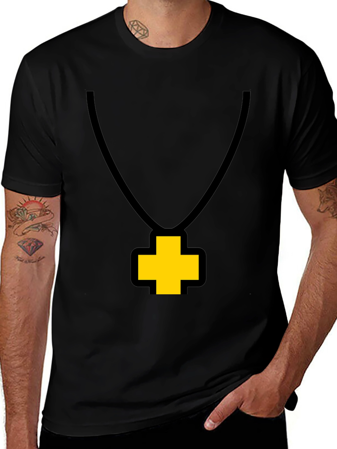 Variant 19 of Pixelated Cross Graphic Tee - Casual Style
