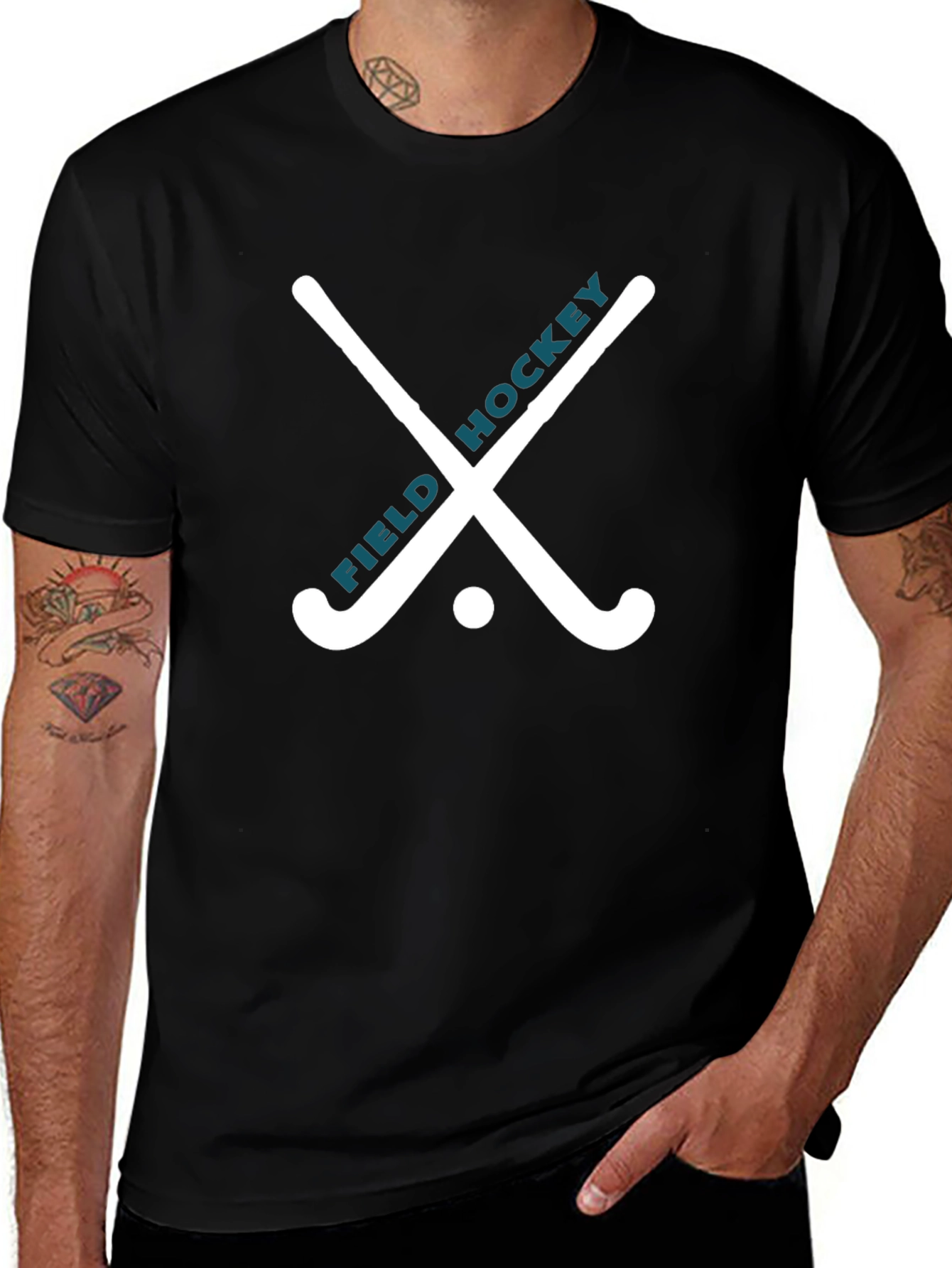 Variant 30 of Field Hockey Graphic Tee - Hockey Sticks & Ball