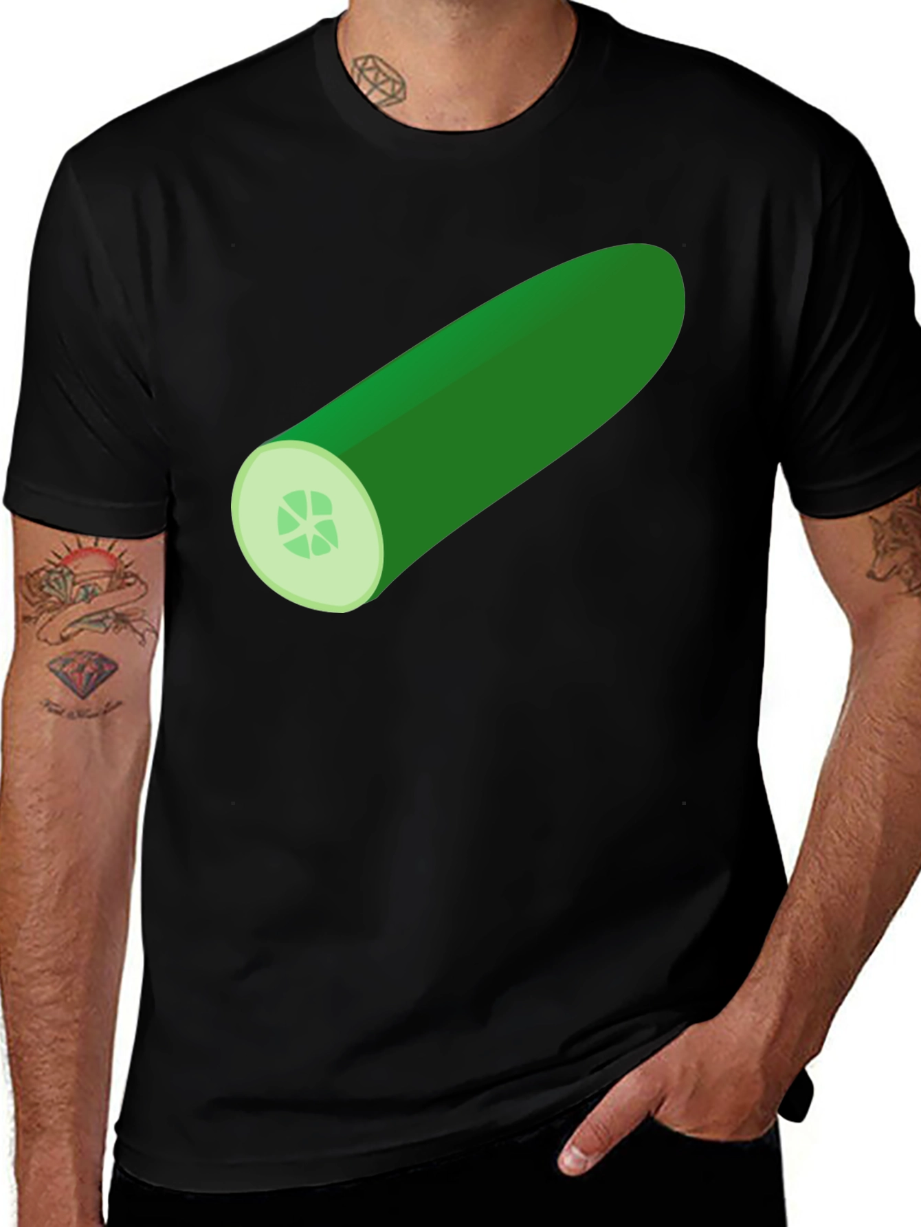 Cucumber Graphic T-Shirt - Black Cotton Tee