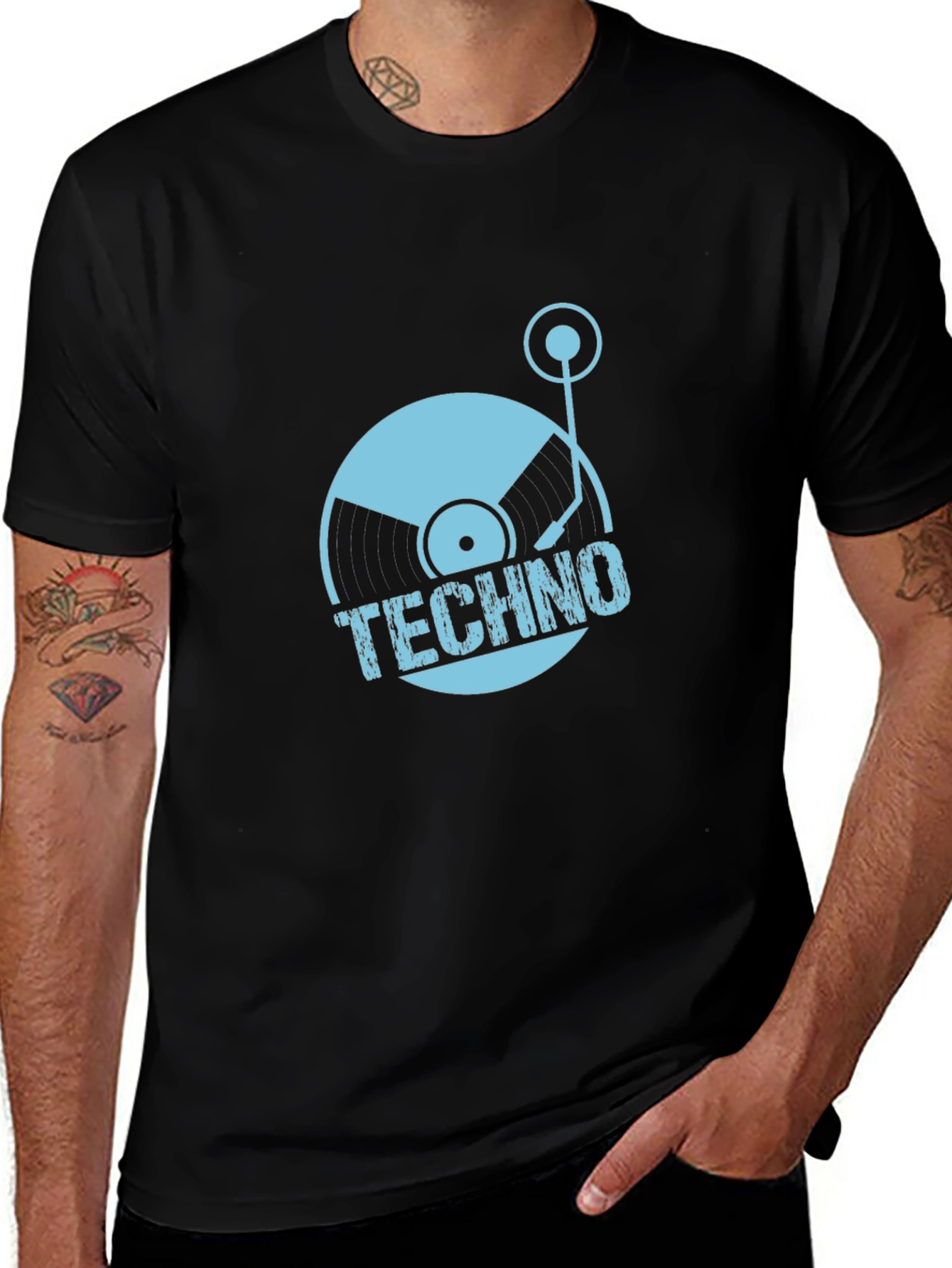Techno Record Player Graphic T-Shirt - Music Lover Tee