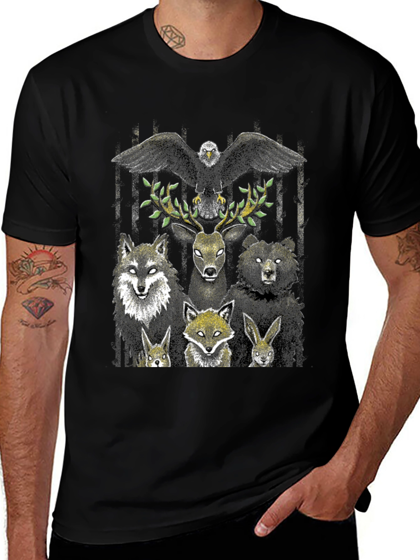 Variant 29 of Wildlife Graphic Tee - Eagle, Deer, Bear, Fox, Wolf, Rabbit