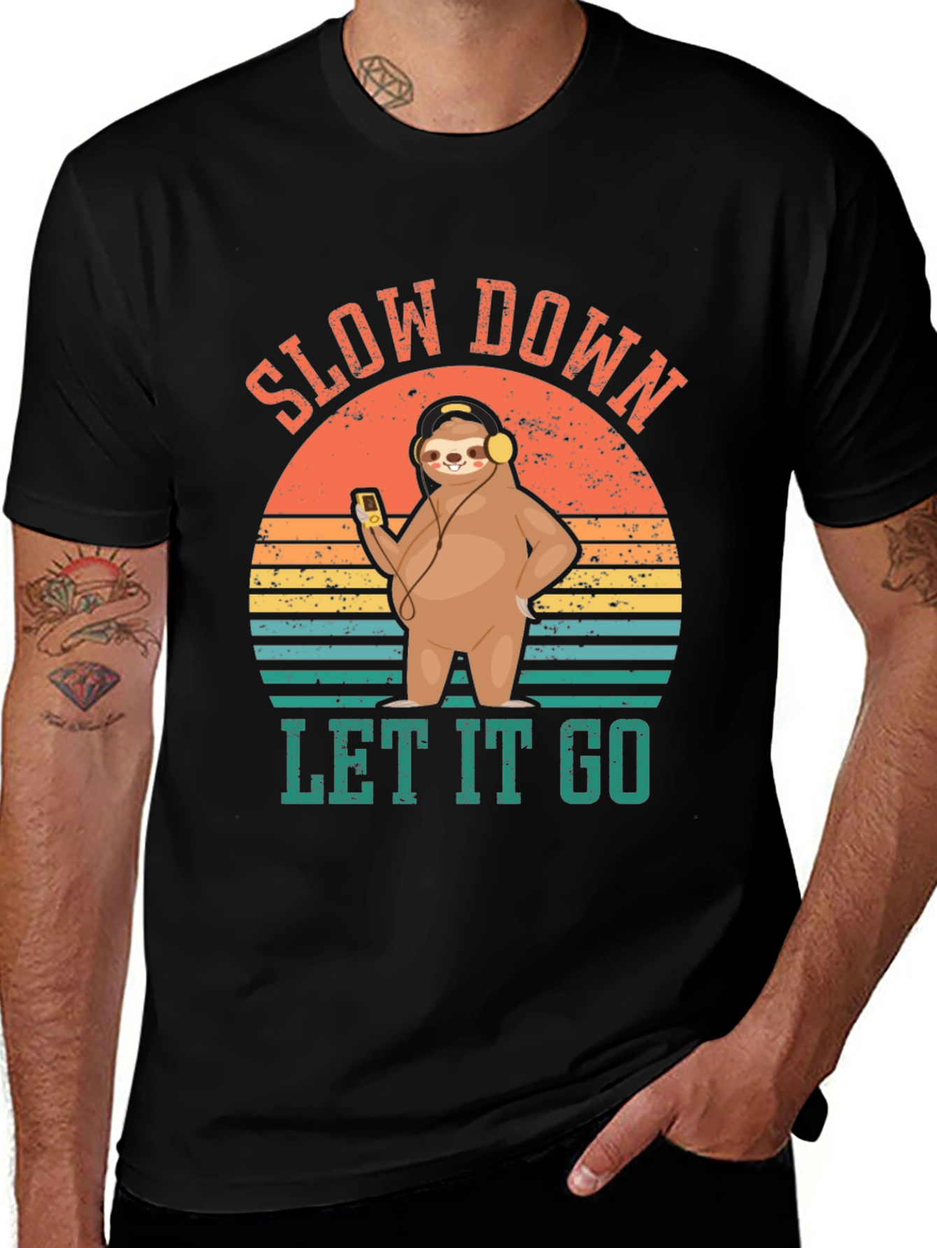 Variant 12 of Slow Down Let It Go Sloth T-Shirt - Relaxed Retro Design