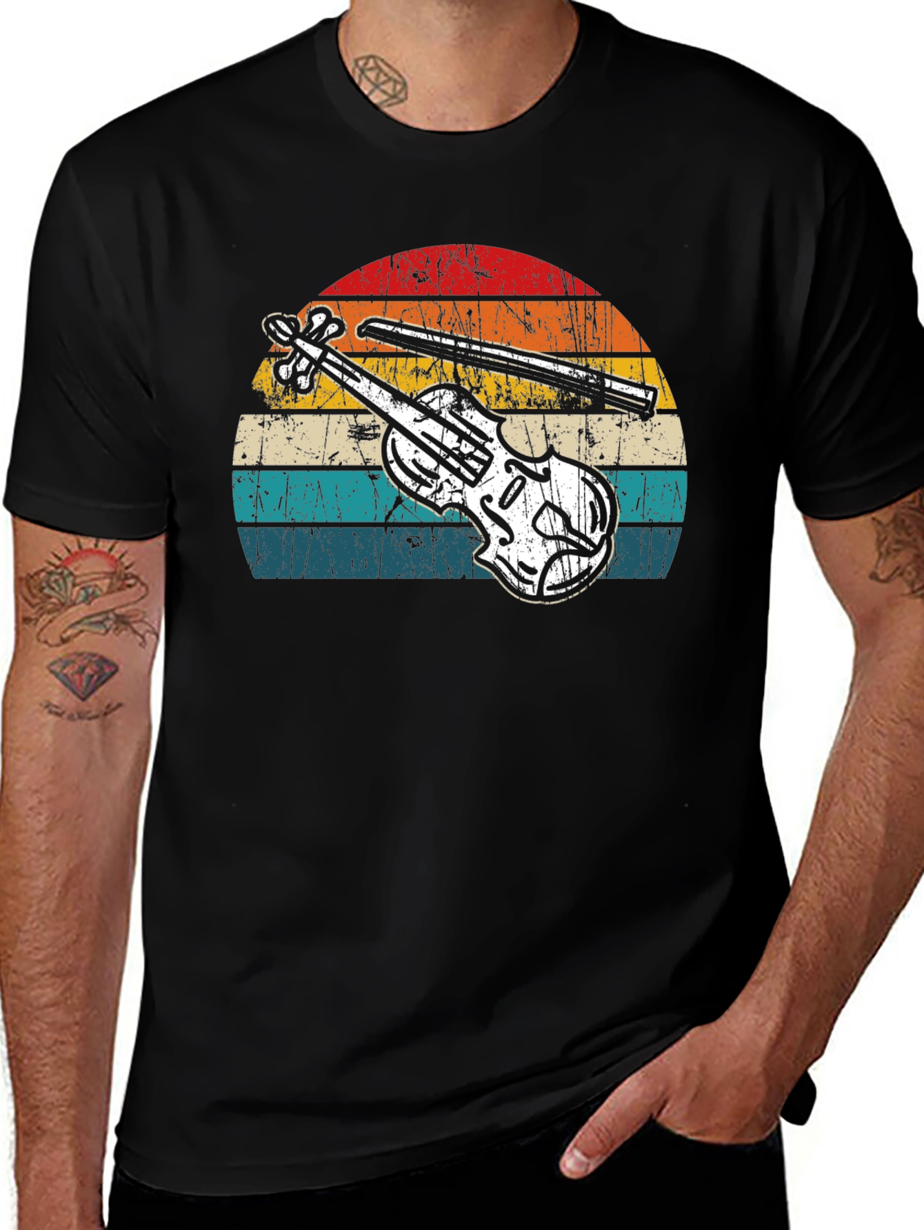 Variant 19 of Retro Violin Sunset Graphic Tee
