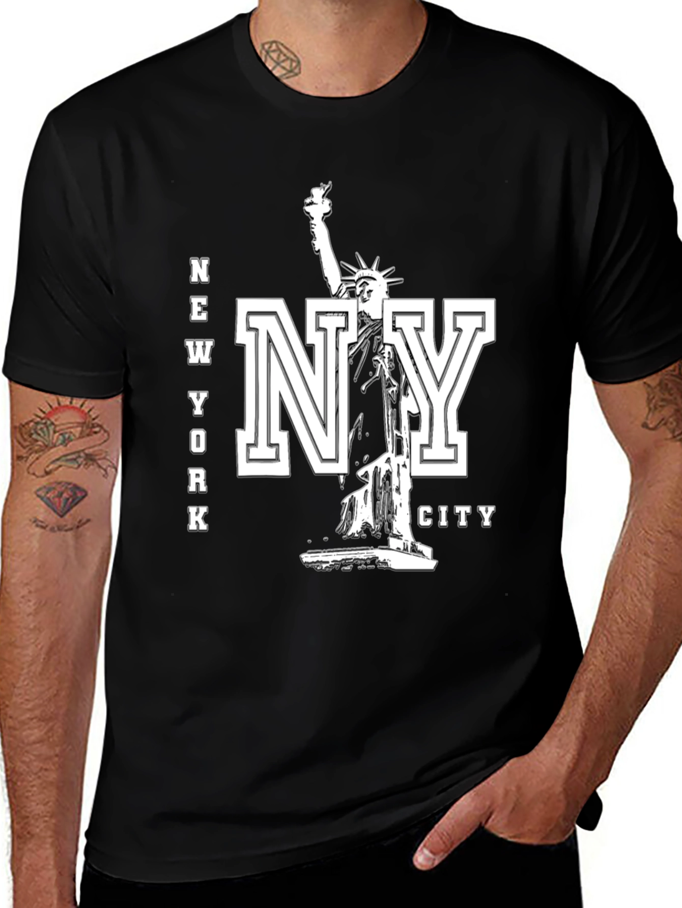 Variant 18 of New York City Statue of Liberty Black Graphic T-Shirt