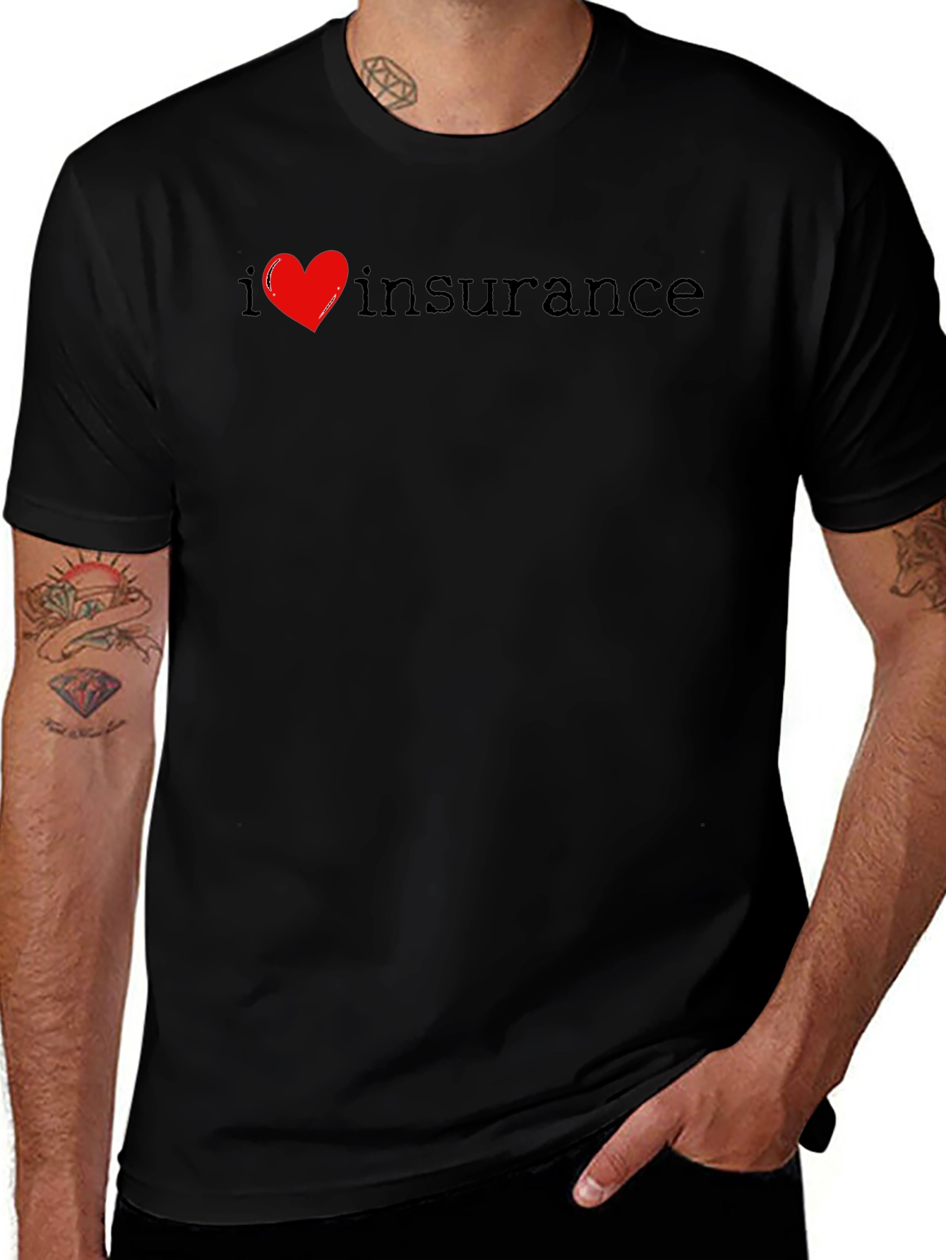 Variant 19 of I Love Insurance T-Shirt Black Cotton