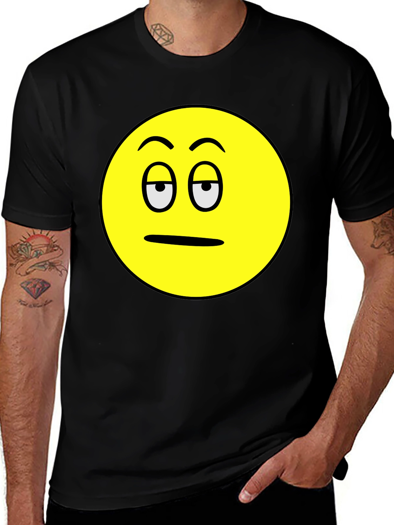 Variant 21 of Black T-Shirt with Unimpressed Emoji