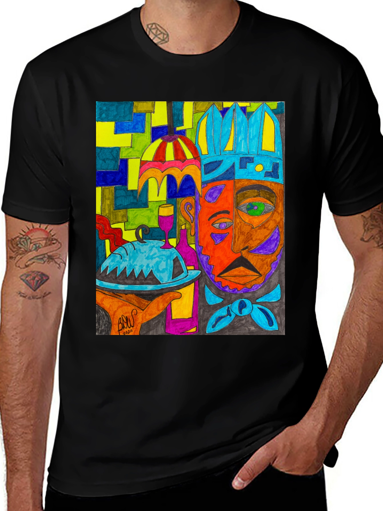 Variant 17 of Artistic Graphic Print Men's Tee - Abstract Chef