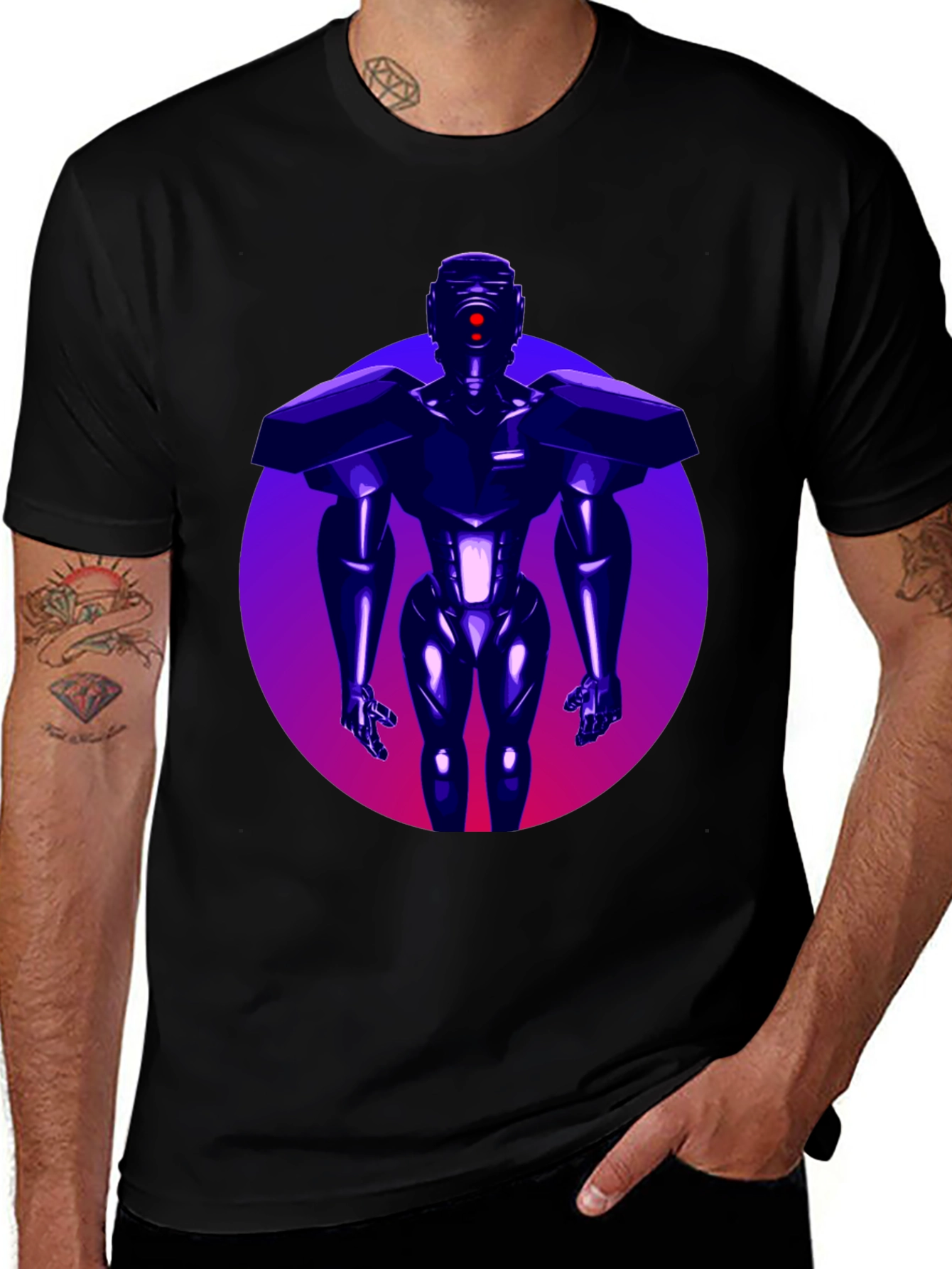 Variant 11 of Retro Robot Graphic Black T-Shirt