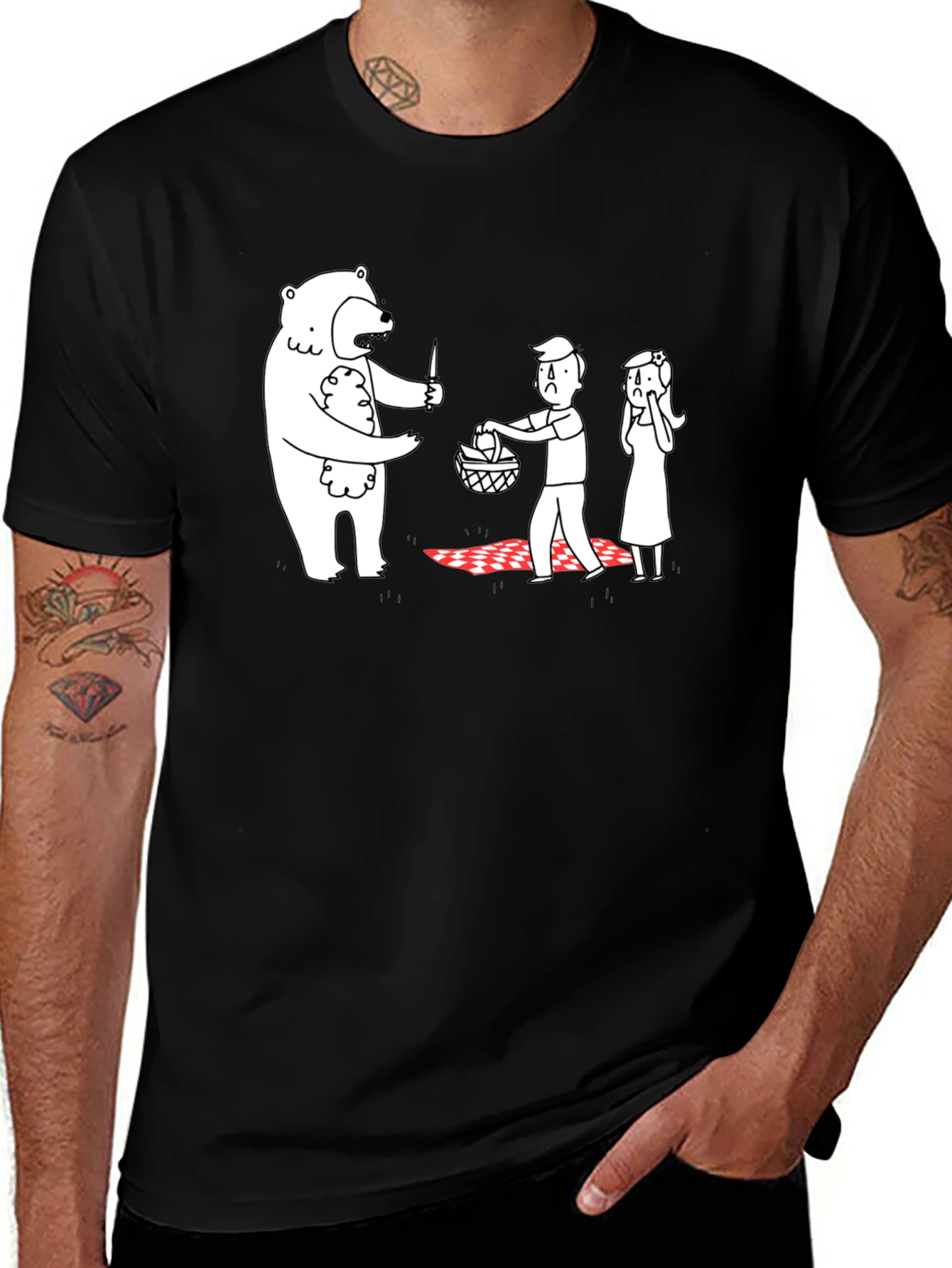 Variant 18 of Bear Picnic T-Shirt: Funny Cartoon Tee