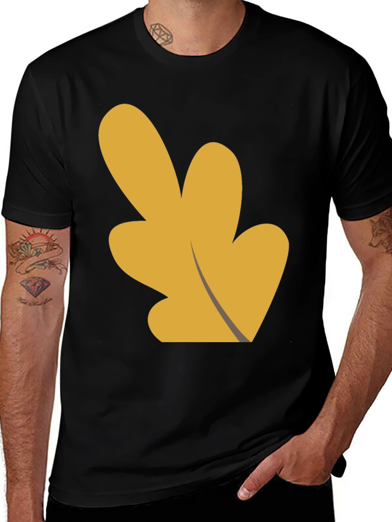 Abstract Leaf Graphic Black T-Shirt