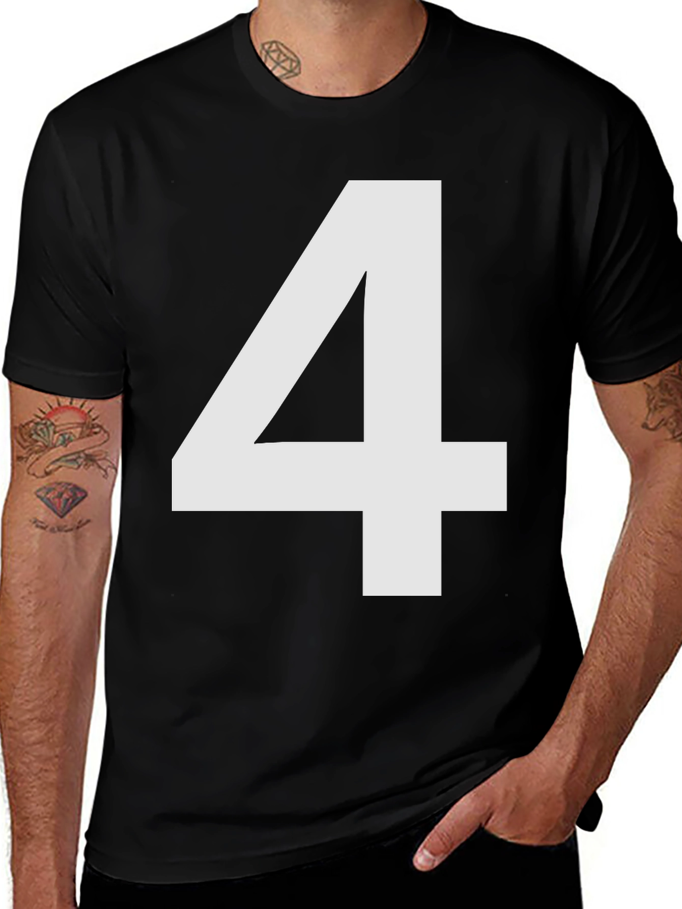 Bold Number 4 Black T-Shirt