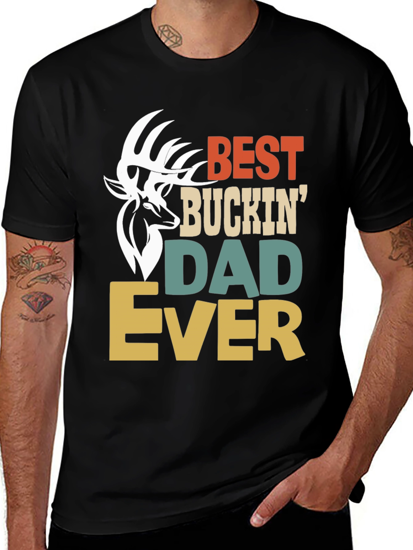 Variant 3 of Best Buckin' Dad Ever T-Shirt, Hunting Tee