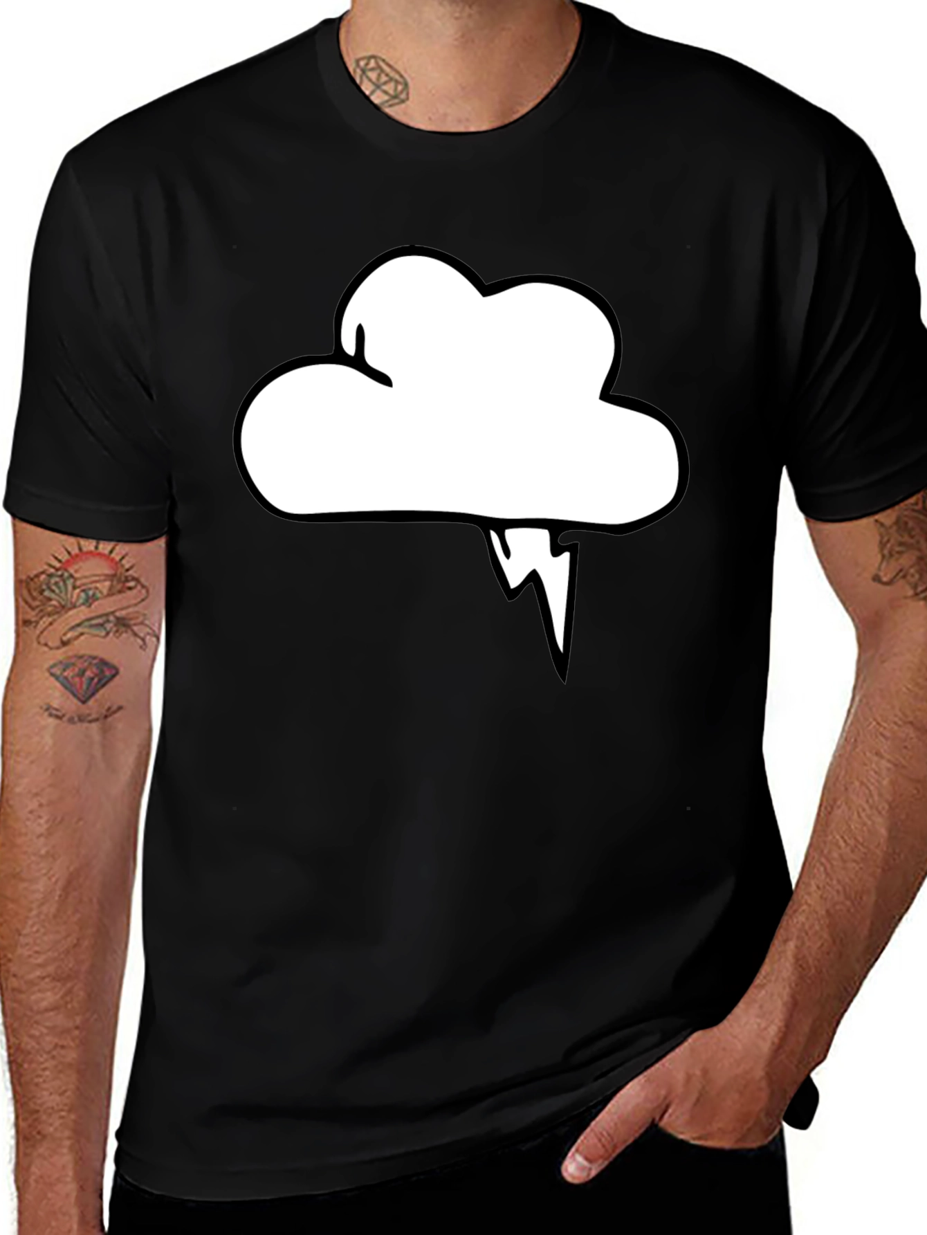 Storm Cloud Graphic Tee - Black Cotton T-Shirt