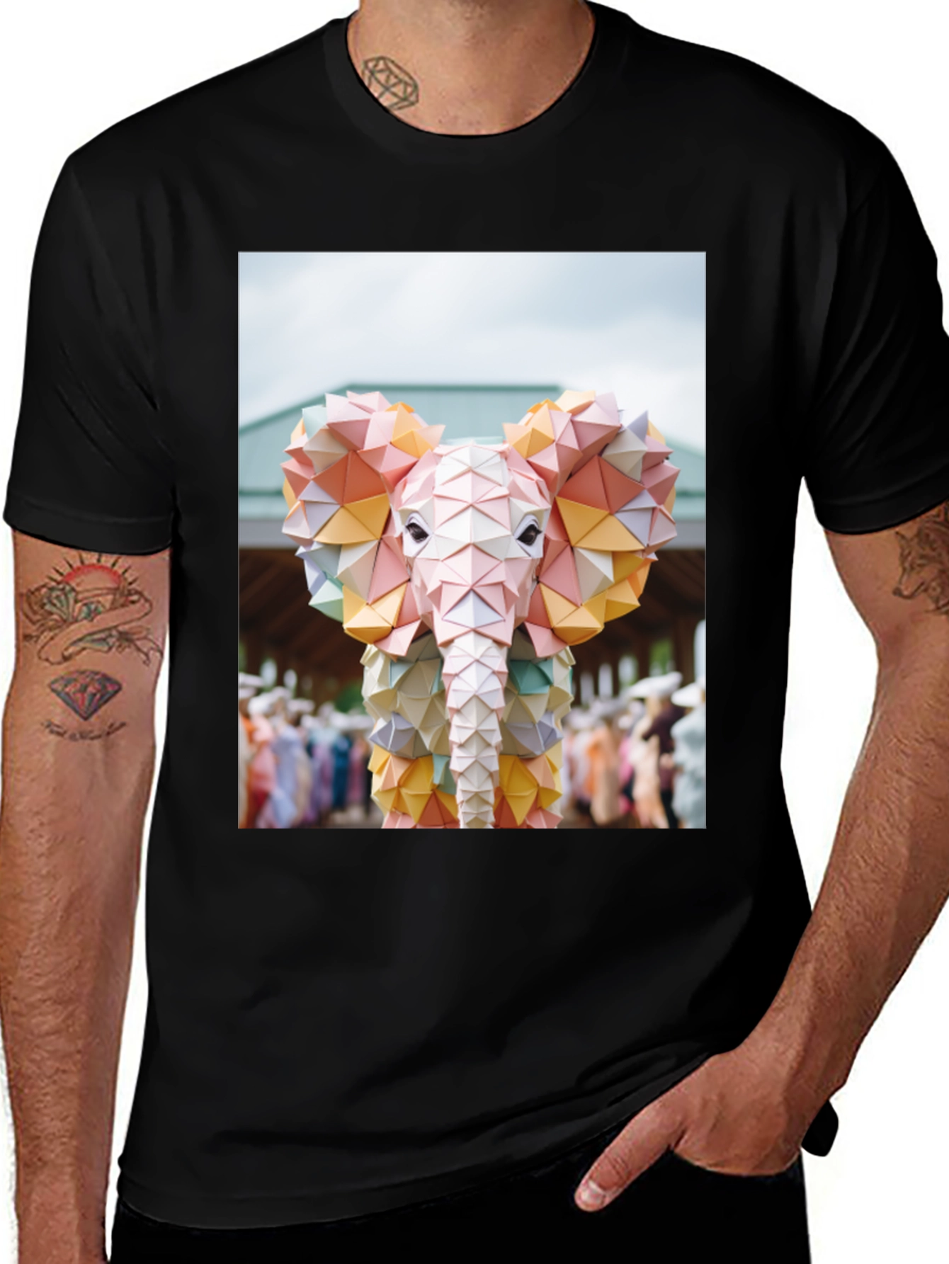 Variant 25 of Origami Elephant Graphic Tee - Soft Cotton Comfort