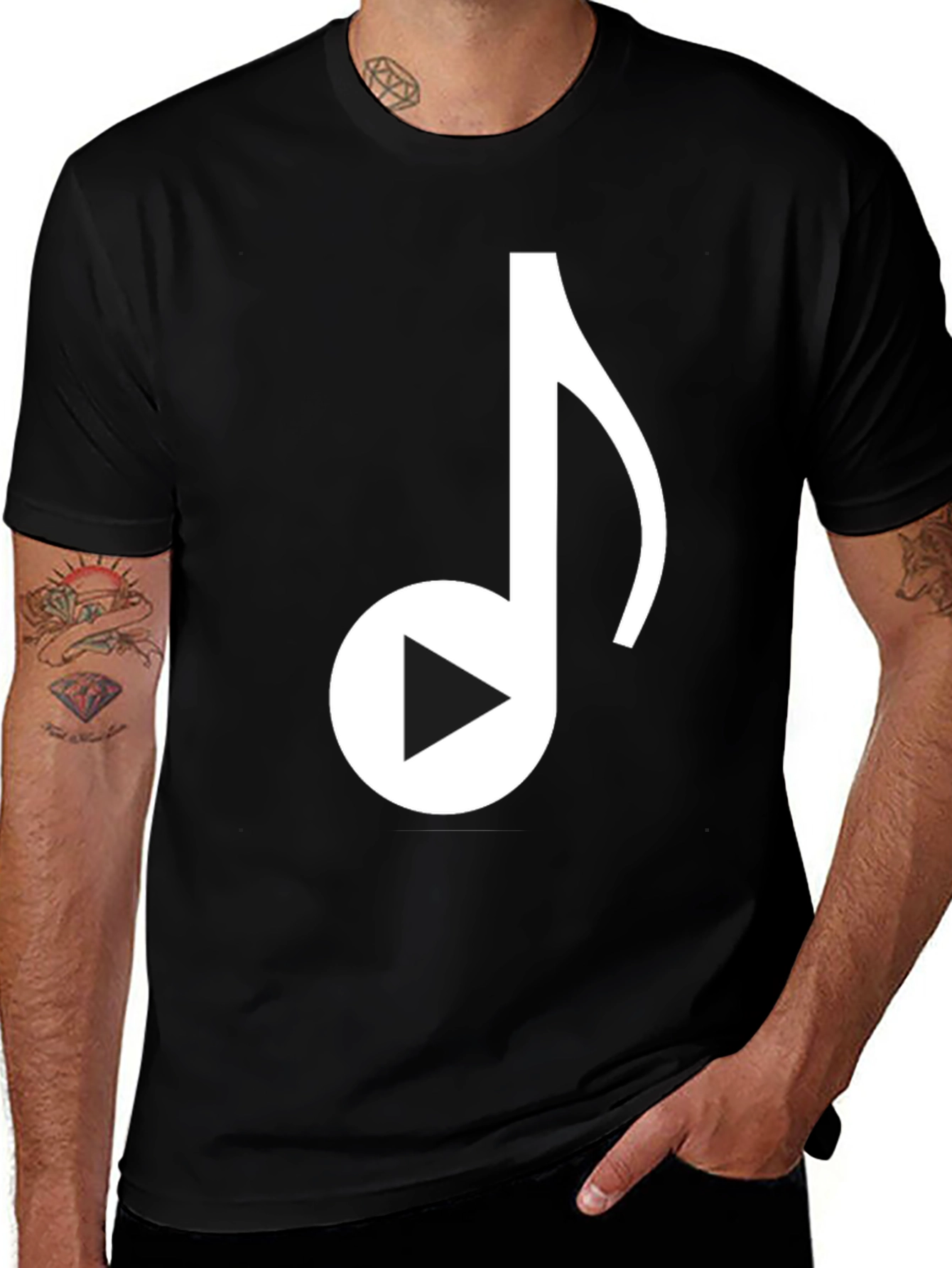 Variant 28 of Music Play T-Shirt - Black Cotton Tee