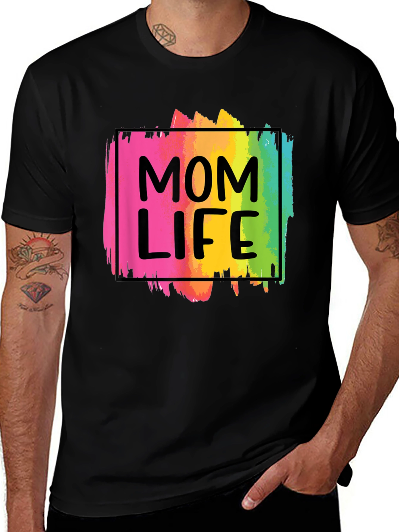 Variant 19 of Mom Life Rainbow Graphic Tee