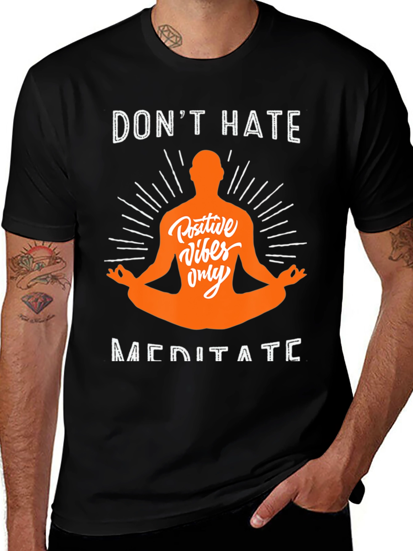 Variant 24 of Positive Vibes Only Graphic Tee - Meditate T-Shirt
