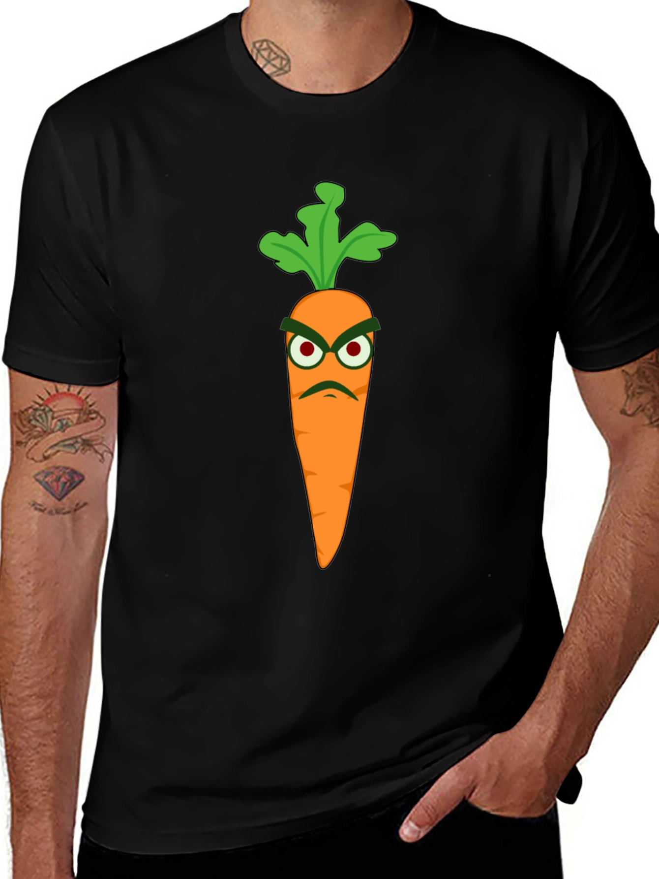 Variant 14 of Angry Carrot Graphic Tee - Men's Black T-Shirt