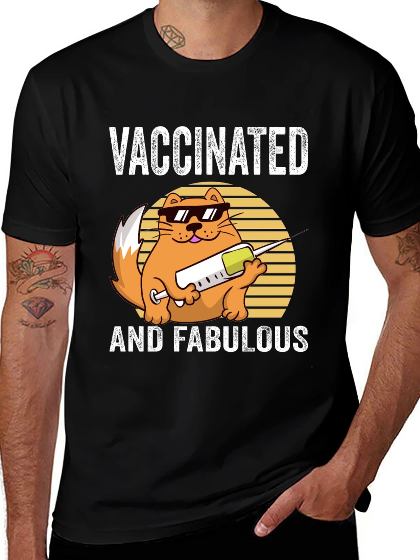 Variant 4 of Vaccinated and Fabulous Cat T-Shirt