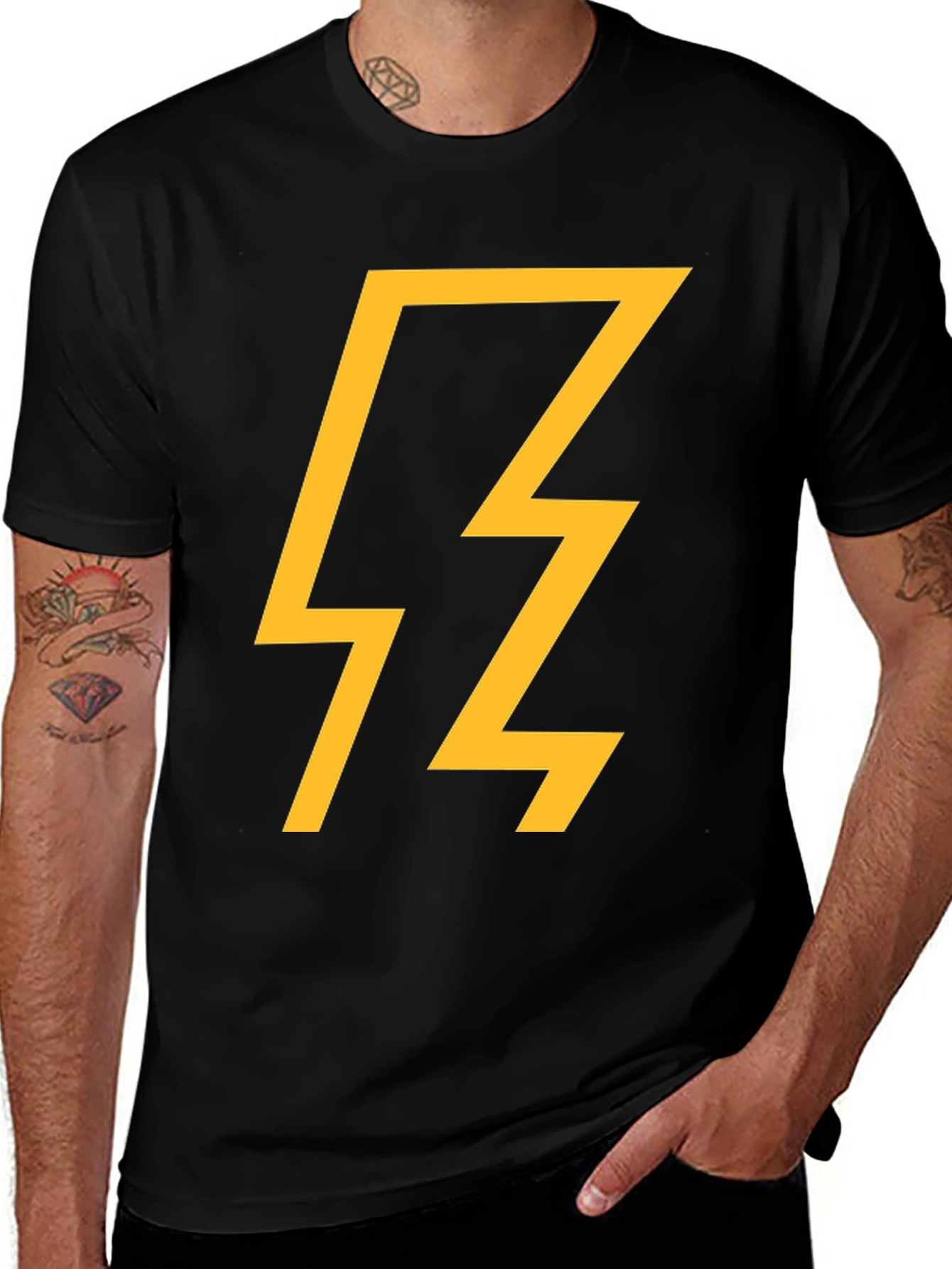 Variant 7 of Black T-Shirt with Yellow Lightning Bolt Graphic