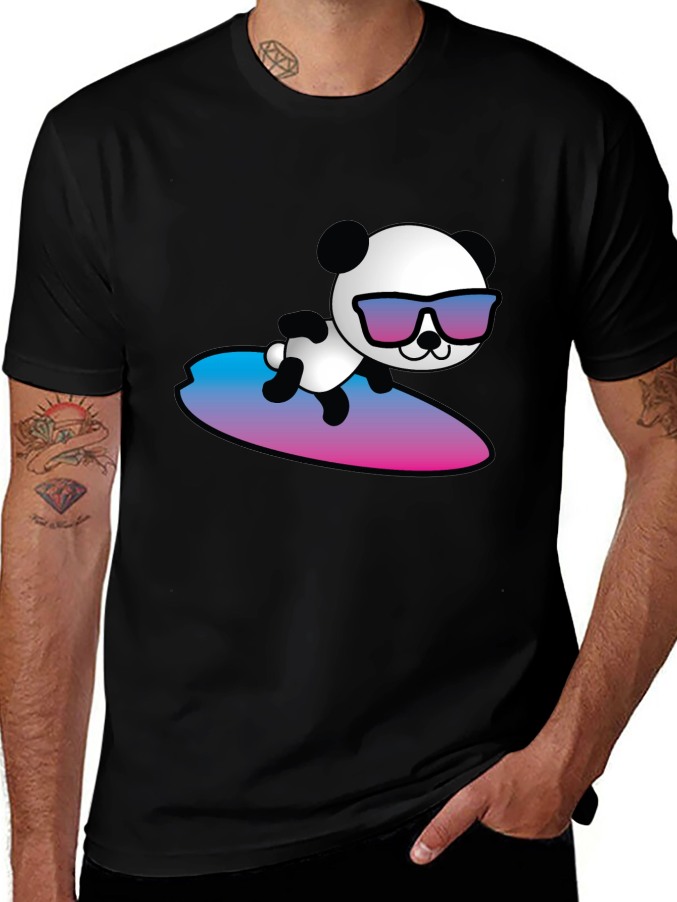 Variant 20 of Surfing Panda T-Shirt - Cool Graphic Tee