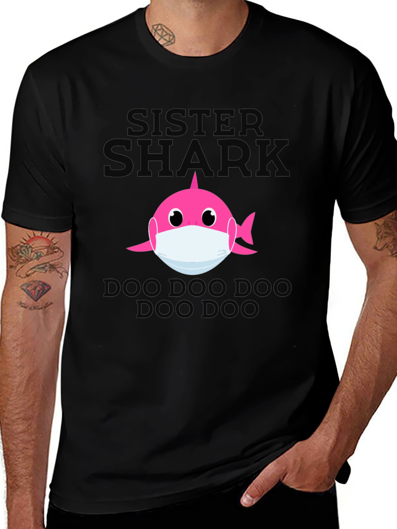 Sister Shark Face Mask T-Shirt