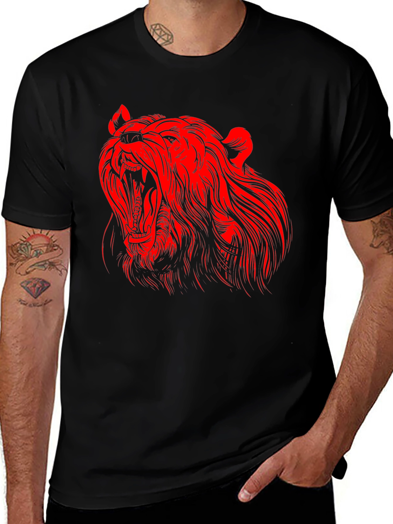 Variant 26 of Black T-Shirt with Red Bear Graphic